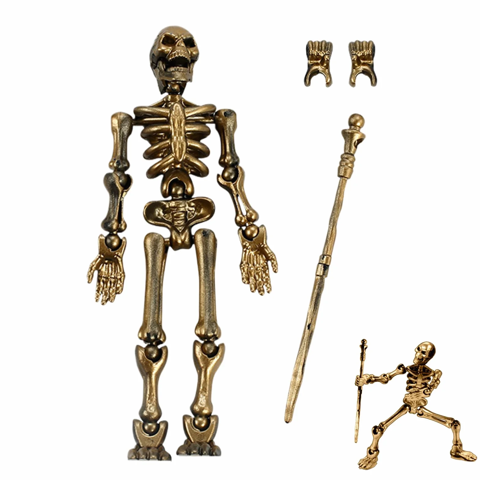Skeleton Action Figure, Movable Joints Full Body Assembly Model, Flexible Poses, Ideal for Desk and Bookshelf Display, Halloween Decor and Craft Decoration