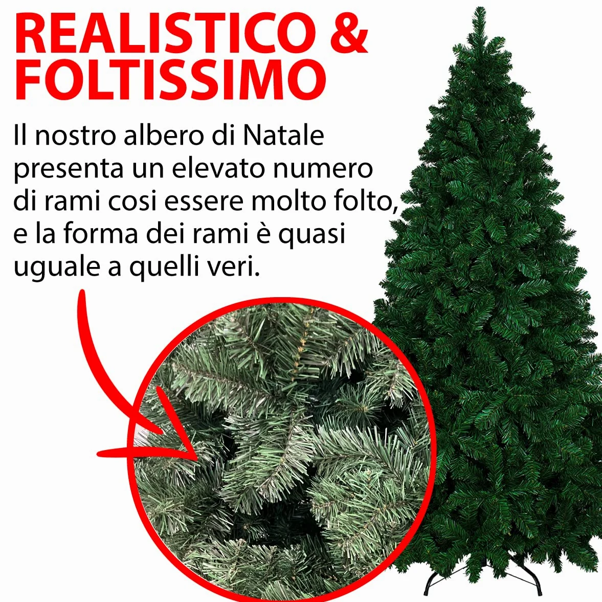 Albero Di Natale 240 Cm Con Sacca Effetto Reale 1516 Rami Foltissimo Molto Folto Rami A Gancio Base A Croce Sicura In Metallo Doppia Foglia Colorata In PVC Abete Natalizio (240 Cm, 1516 Rami)