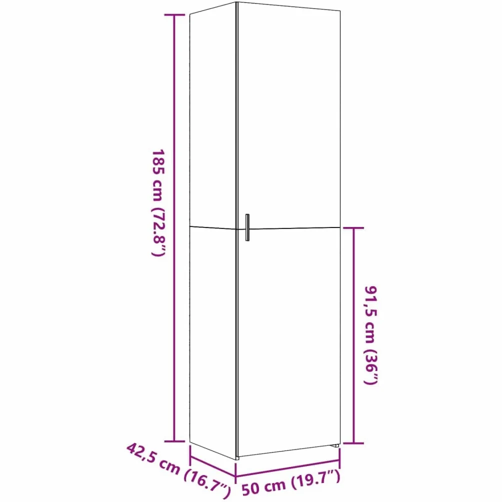 vidaXL Credenza Rovere Fumo 50x42,5x185 cm in Legno Multistrato, credenza Alta, Mobile Contenitore, Mobile Alto, Mobile, credenza Laterale