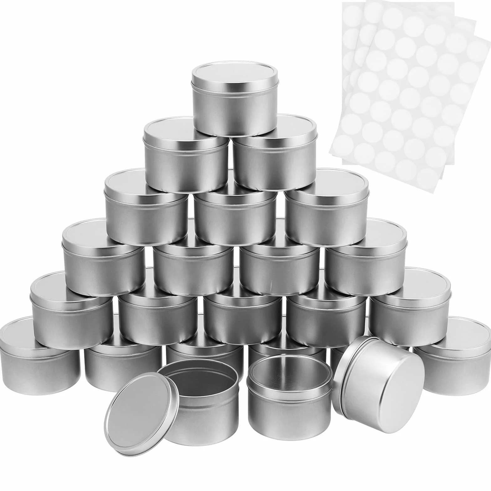 HAKZEON 24 barattoli latta candele 226,8 g con coperchio metallo per realizzazione candele fai da te