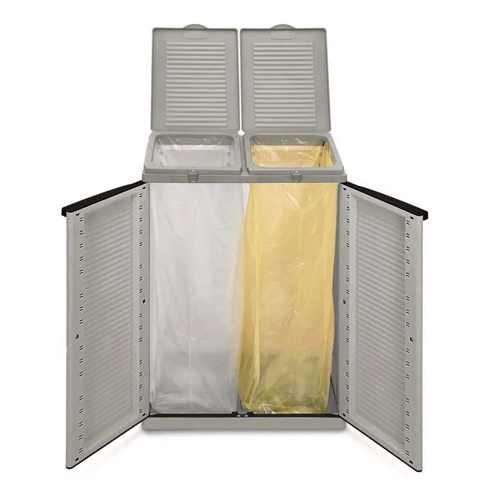 Terry, Ecocab 2 , Armadietto per la Raccolta Differenziata, da Interno Esterno, 2 vani separati. Materiale: Plastica, Dimensioni: 68x39x88,7 cm