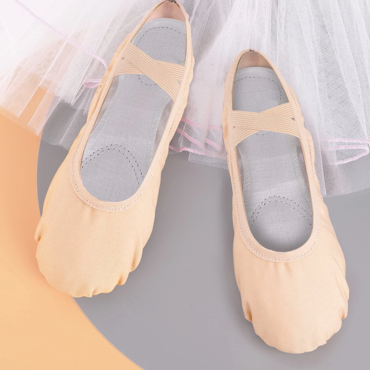 Scarpette Danza Classica Mezze Punte Tela Donna Ragazze Nere Rosa Beige EU21-44