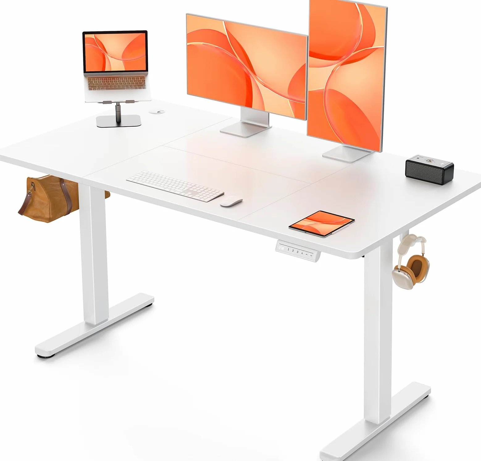 ErGear Scrivania Regolabile in Altezza per Ufficio e Computer 140 x 70 cm, Con Pannello Intelligente a 4 Memorie e Piano Assemblato