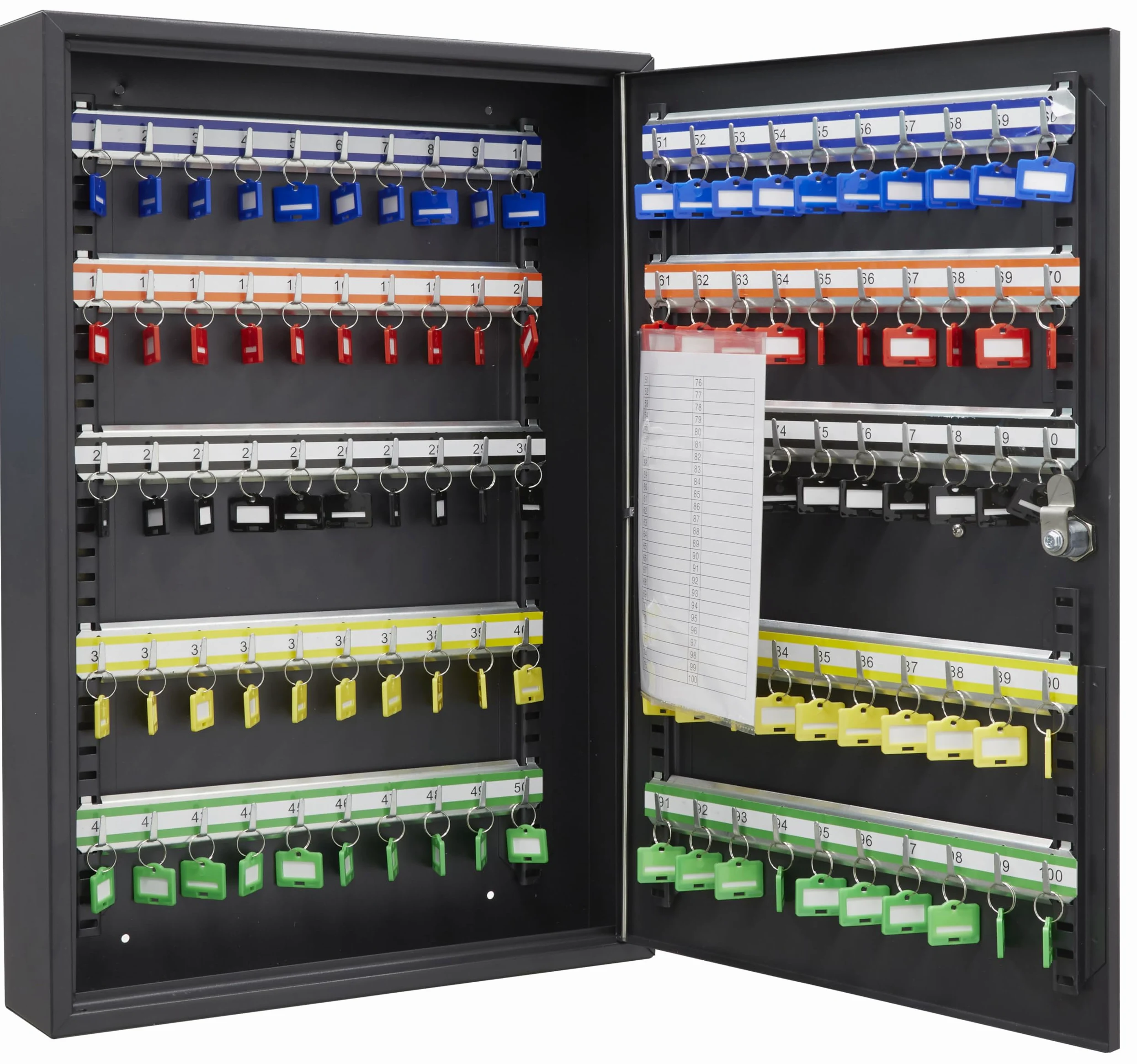 Arregui PL100EN Cassetta Portachiavi con Ganci Regolabili | Armadietto per 100 Chiavi | Cassetta di Sicurezza | Appendichiavi con Serratura Elettronica IP65 | Codici Programmabili | 55x38x8cm | nero