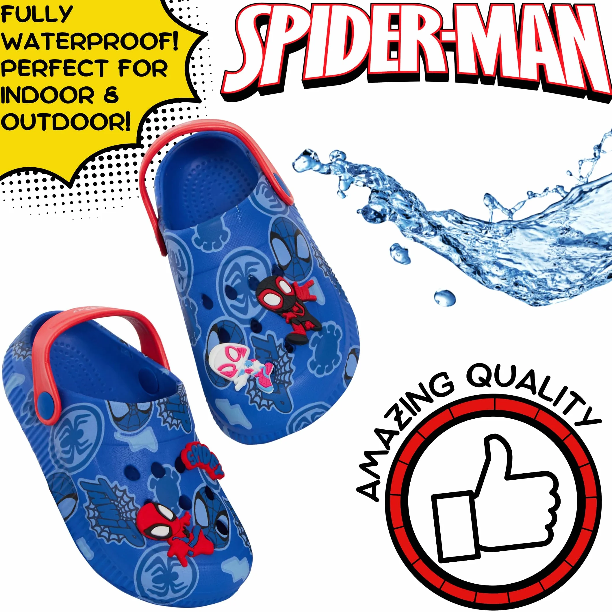 Spidey per Bambini e i Suoi Fantastici Amici Spiderman Zoccoli Sandali con ciondoli distintivi Ciabatte estive con Cinturino alla Caviglia Scarpe da Spiaggia