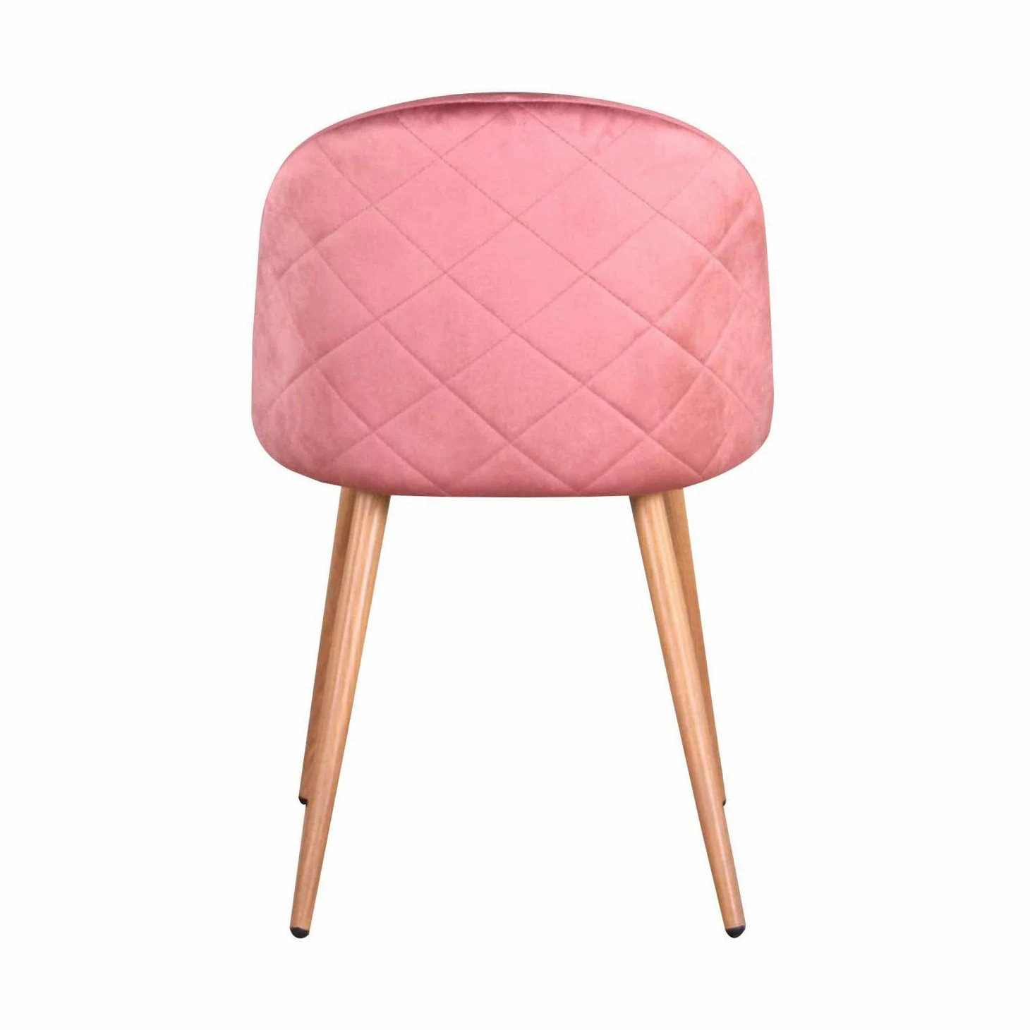 Set di 4 Sedie Imbottite per Sala da Pranzo, con Schienale in Morbido Velluto e Gambe Regolabili in Metallo, Colore: Rosa