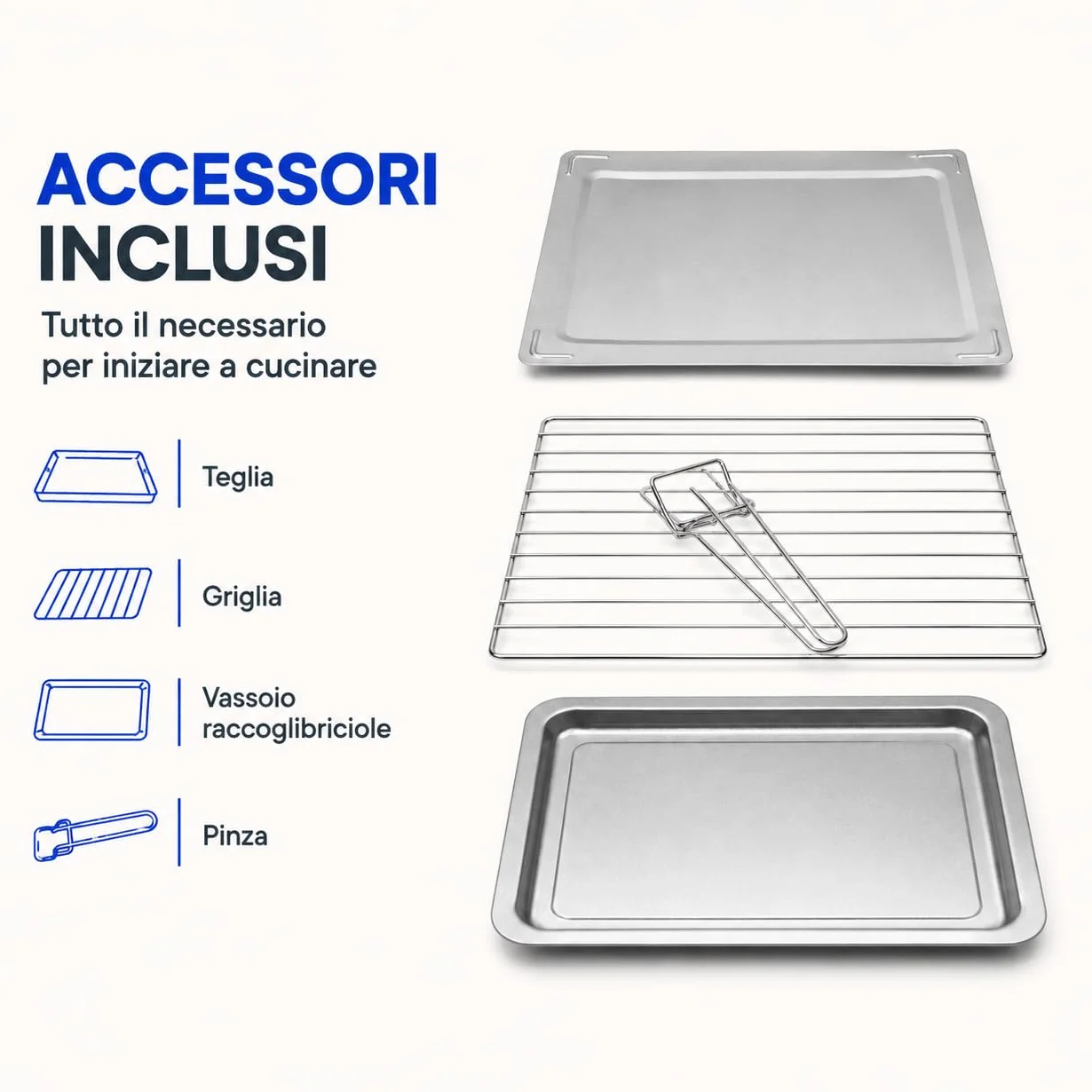Blunord Bluf23prof Forno Elettrico Professionale 23L 1380W Ventilato Grill Timer Termostato Regolabile Easy Clean Nero Lucido
