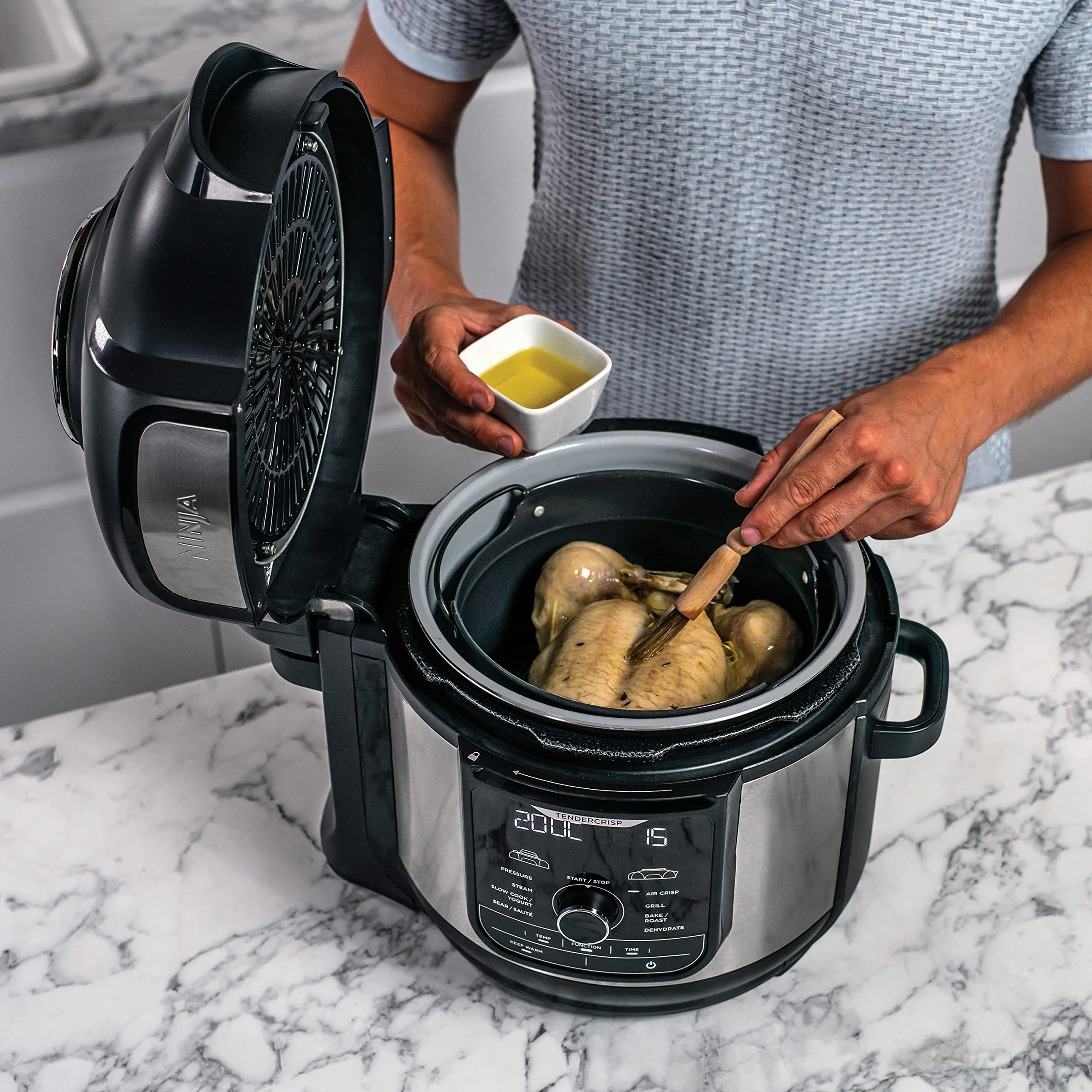 Ninja Foodi MAX Multicooker 9 in 1 7.5L OP500EU Acciaio Satinato Nero