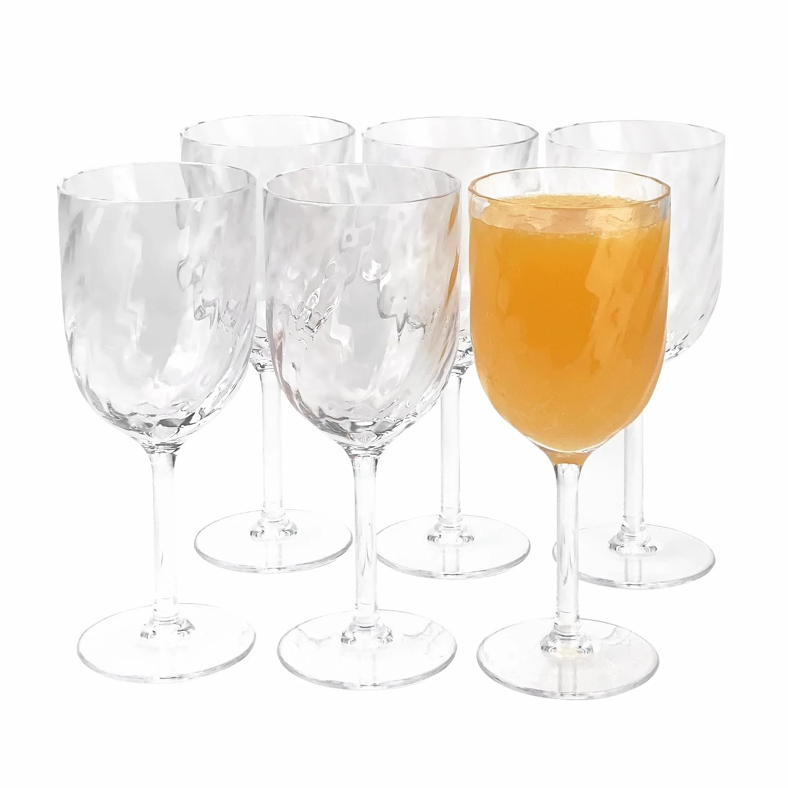 Yalin, set di 6 calici infrangibili in acrilico da 444 ml, impilabili, per vino e acqua. (Trasparente, 444 ml)
