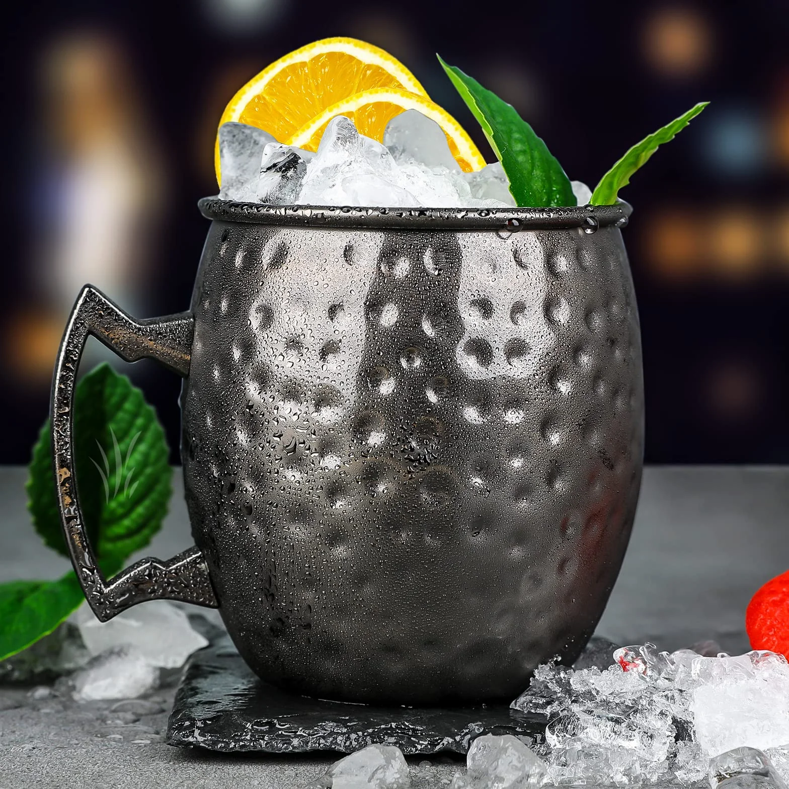 Moscow Mule Set di 4 Tazze in Acciaio Inox Nero Gunmetal 510 oz