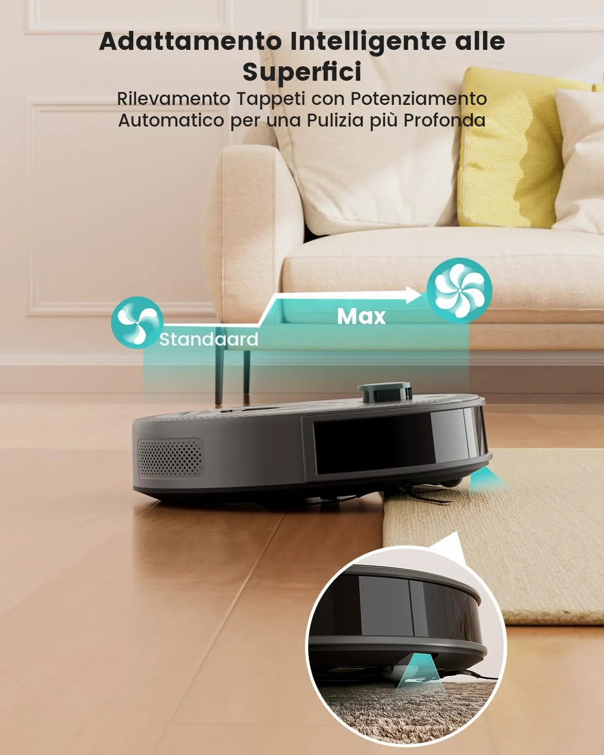 Lefant M330 Robot Aspirapolvere Lavapavimenti con Mappatura, 5000Pa, Navigazione Laser dTOF, Evitamento Ostacoli PSD, 150min Autonomia, WiFi 2.4G/5G, Alexa, per Peli Animali e Pavimenti Misti, Grigio
