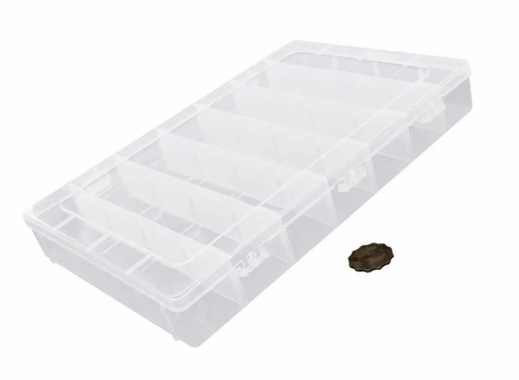 Auniwaig Scatola portaoggetti per componenti in PP, organizer in plastica, contenitore regolabile, griglie rimovibili, scatole per attrezzi, 28 griglie rimovibili, per piccoli accessori per componenti