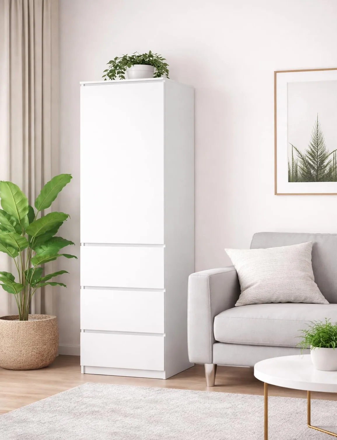 Armadio multiuso con 3 cassetti 3 scomparti e ante - Armadio per casa e ufficio 180,5x50x40cm (Bianco)