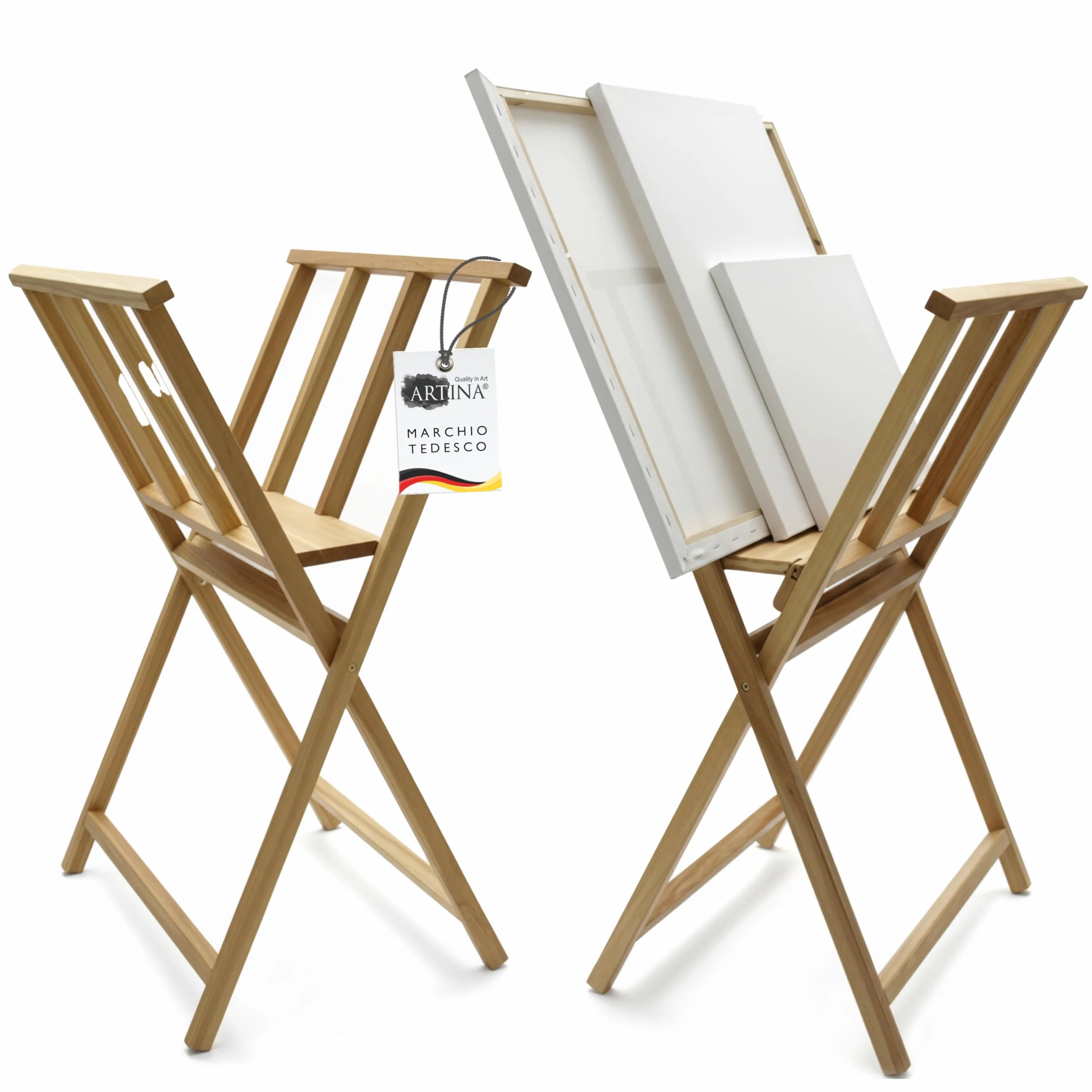 Artina Portatele portaquadri e porta poster - pregiato legno massello di faggio 65x48x71cm - per artisti e collezionisti