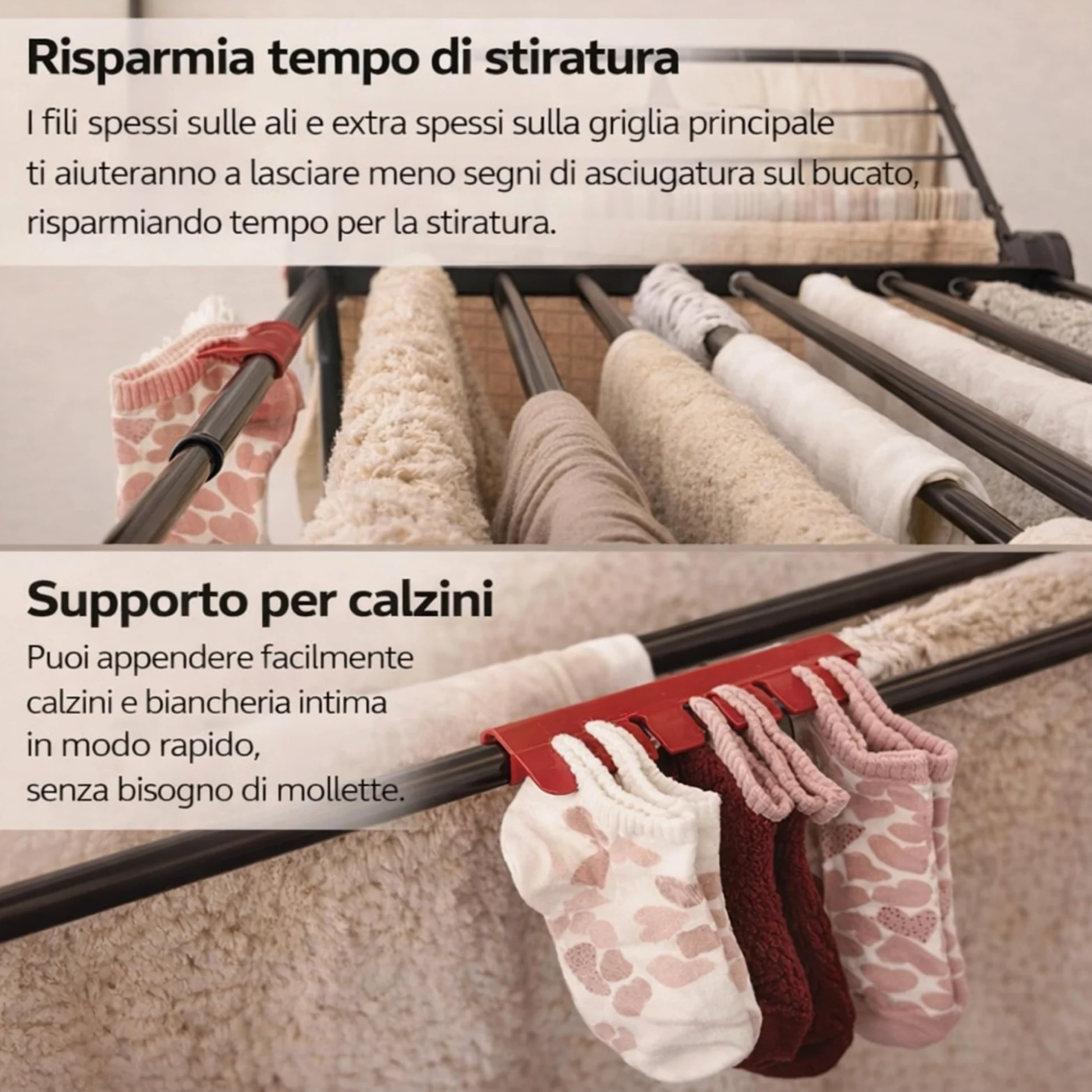 Stendino Pieghevole Infinity Flex Ultimate BLACK - Estensibile 2 metri con Ruote - 30 METRI di STENDITURA - Ali Alte per Lenzuola e Pantaloni - Stendibiancheria con Struttura in Acciaio e Alluminio