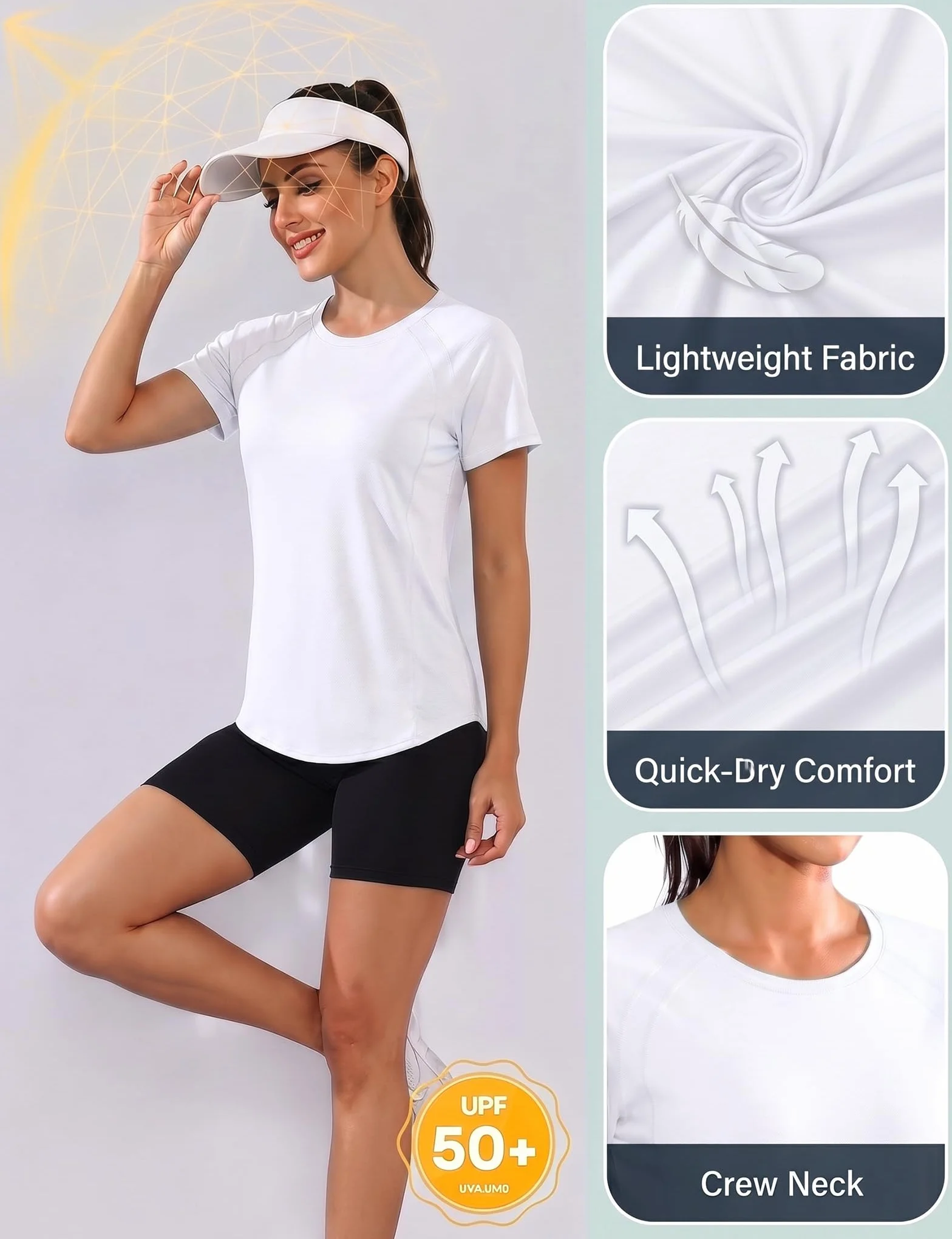Gyabnw Maglietta Sportiva Donna Magliette Manica Corta Elastico Camicia Palestra Donna Indietro in Rete Traspirante Top Fitness Yoga Corsa Danza