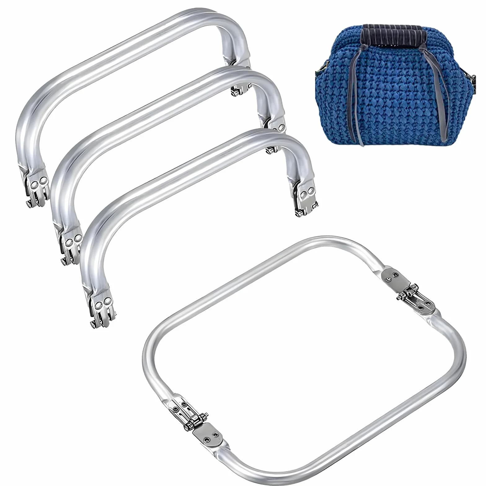 4 Pezzi Chiusura Borsa Uncinetto 20x9 cm Borsa Forma di U Manico Interno Bacio per Clutch Bag DIY