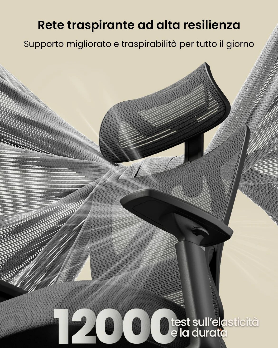 ProtoArc EC100 Sedia da Ufficio Ergonomica – Sedia da Scrivania con Cuscino a Molla da 10 cm, Supporto Lombare, Braccioli e Poggiatesta Regolabili, Sedia Girevole in Rete per Casa e Ufficio, Nera