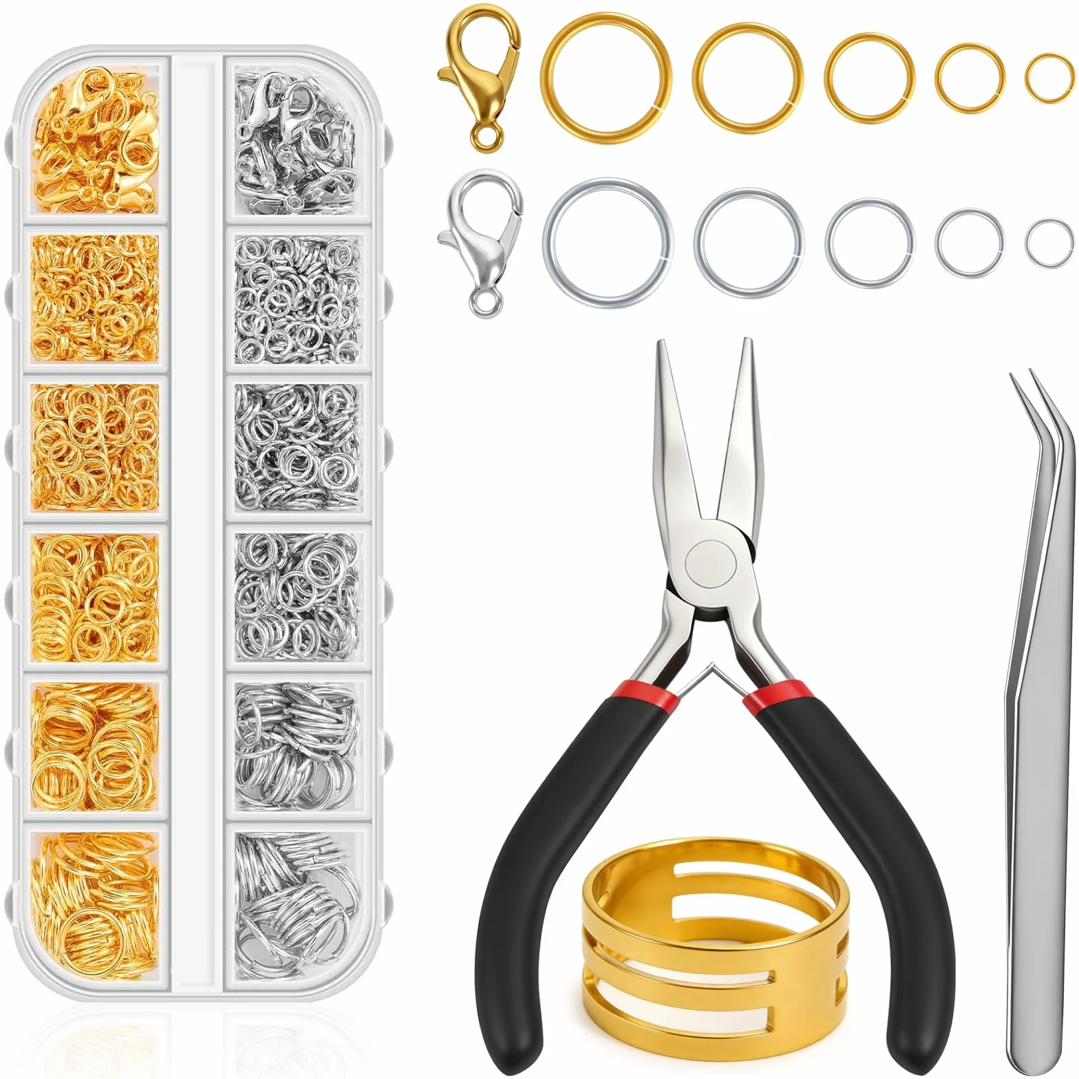 1220 pezzi di anelli di giunzione in acciaio inossidabile, set di anelli di giunzione per creare gioielli fai da te per bracciali, collane, kit per creare gioielli con anelli a molla, anelli di