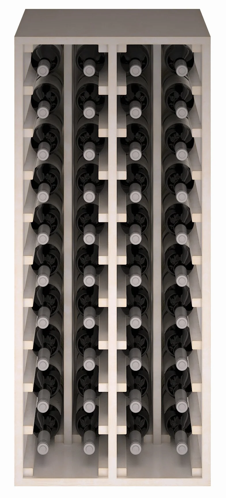 Portabottiglie, 4 Moduli, capacità 40 Bottiglie, Legno, Bianco, 105 x 44 x 32 cm