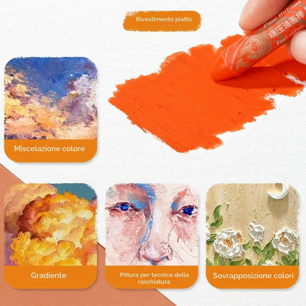 Paul Rubens HaiYa - Set di pastelli a olio, 60 colori, colori soffici, vivaci e cremosi, 10 fogli di carta pastello a olio, 1 colla di copertura, 1 raschietto e 1 pennarello acrilico nero