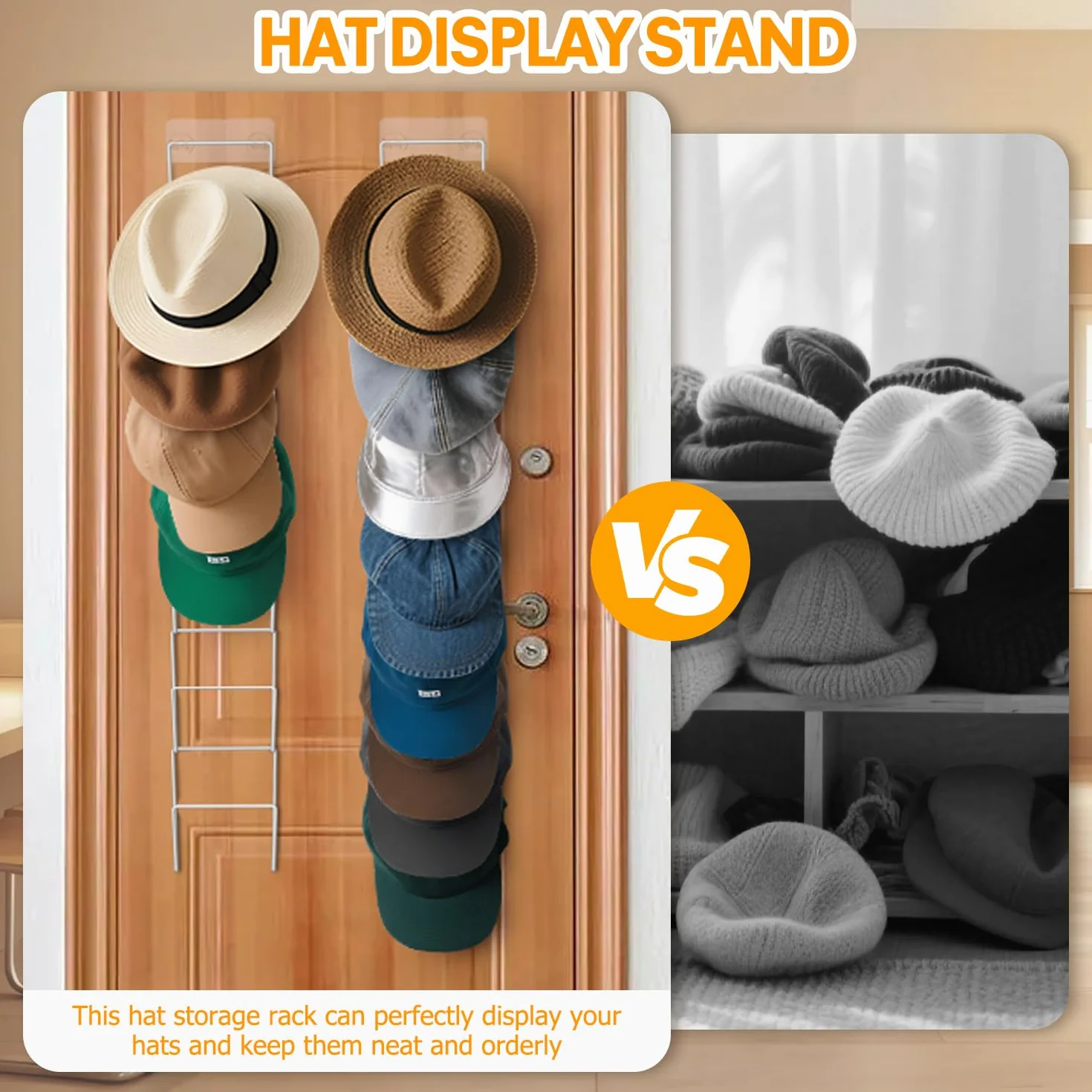 Jcocylse Set di 12 supporti per cappucci – Supporto da parete multifunzionale per cappelli, sciarpe e parrucche – Cappellino organizer