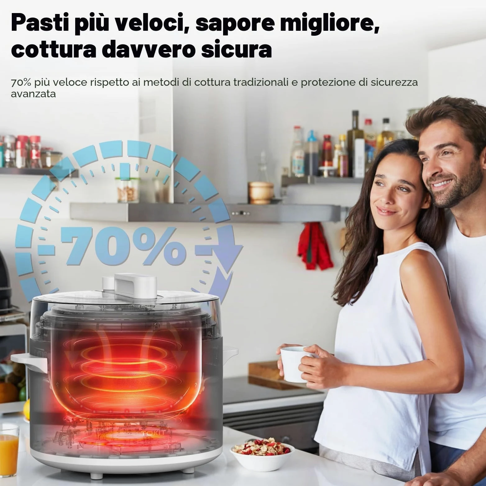 TOKIT Pressure Cooker - Pentola A Pressione Da 5 L, Con 14 Programmi Di Cottura, Per Yogurt, Con Rivestimento Antiaderente Mihome Smart Control