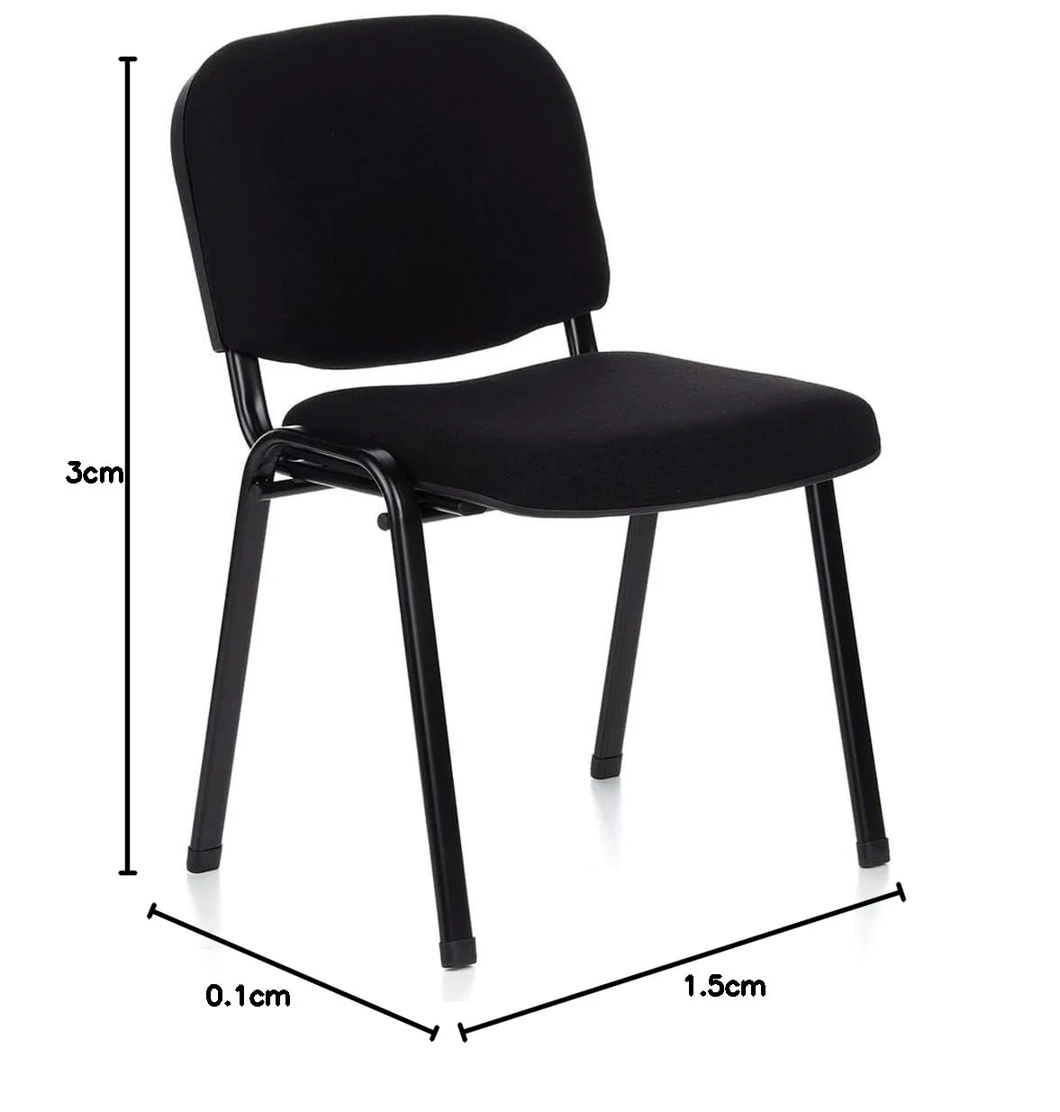Europrimo Set 4 SEDIE da Ufficio Poltrona Fissa per Sala Attesa Struttura Metallo Verniciato Nero Rivestimento Tessuto Nero - Made in Italy