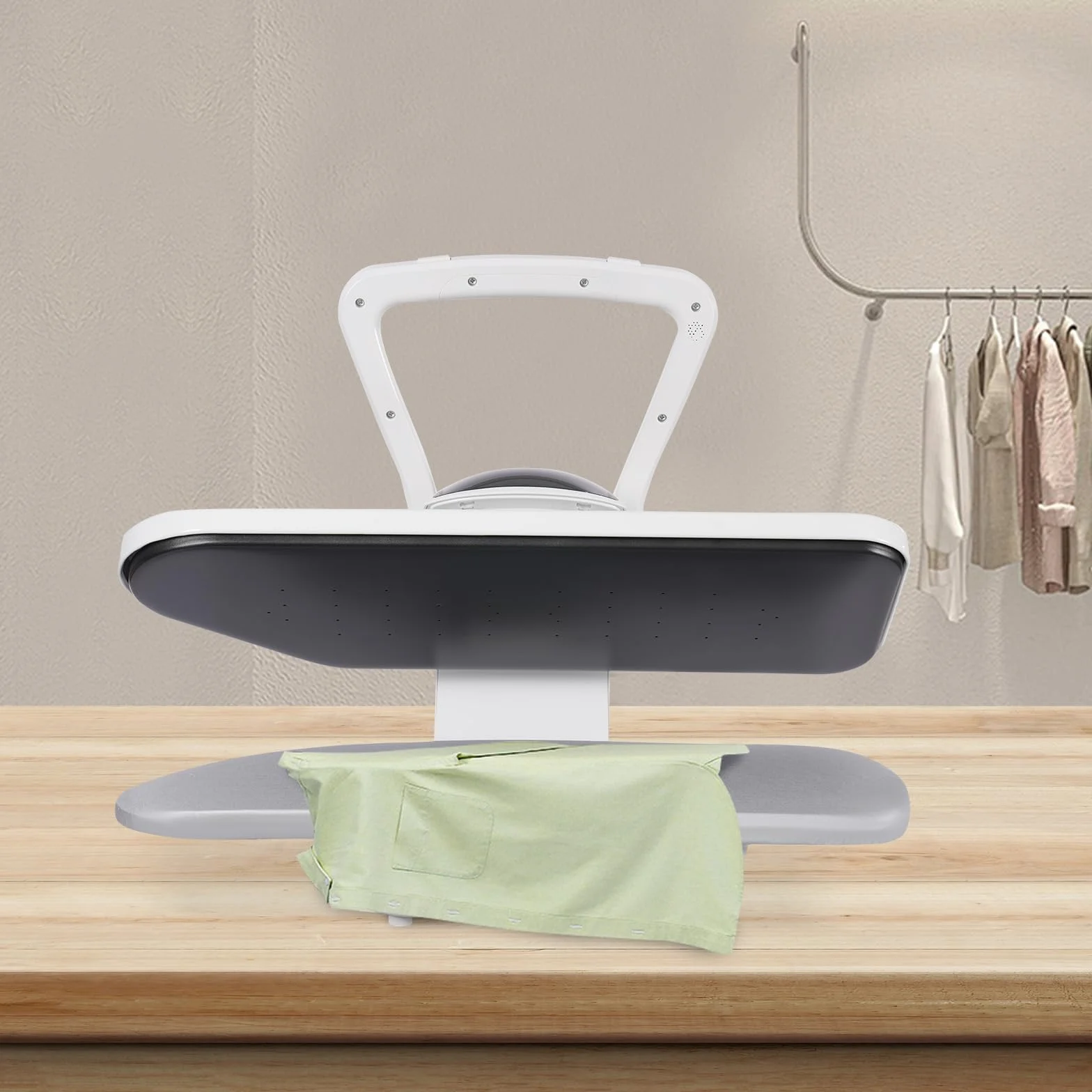 Pressa a vapore ad alte prestazioni, pressa a vapore digitale con diverse impostazioni di tessuto, con touch screen (bianco)