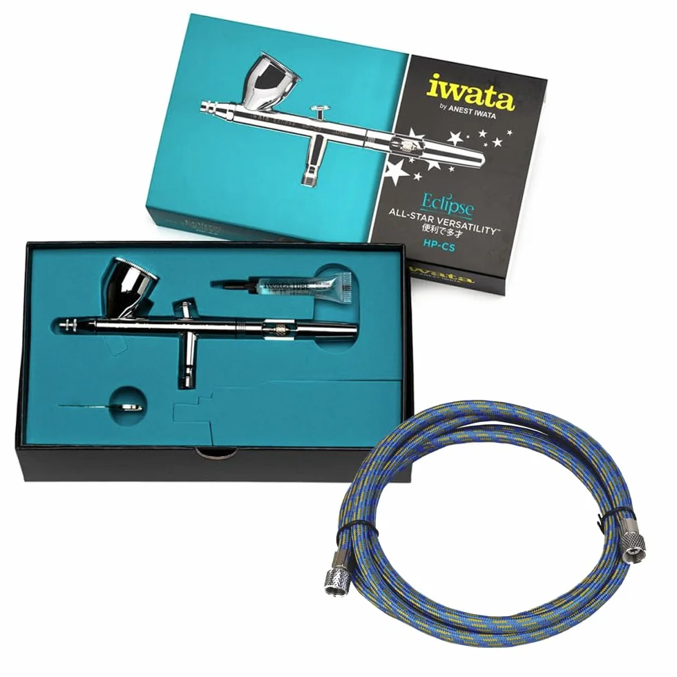 Aerografo Iwata Eclipse HP-CS 0.3 con Tubo aria telato Fengda 3 m attacco 1/8-1/8