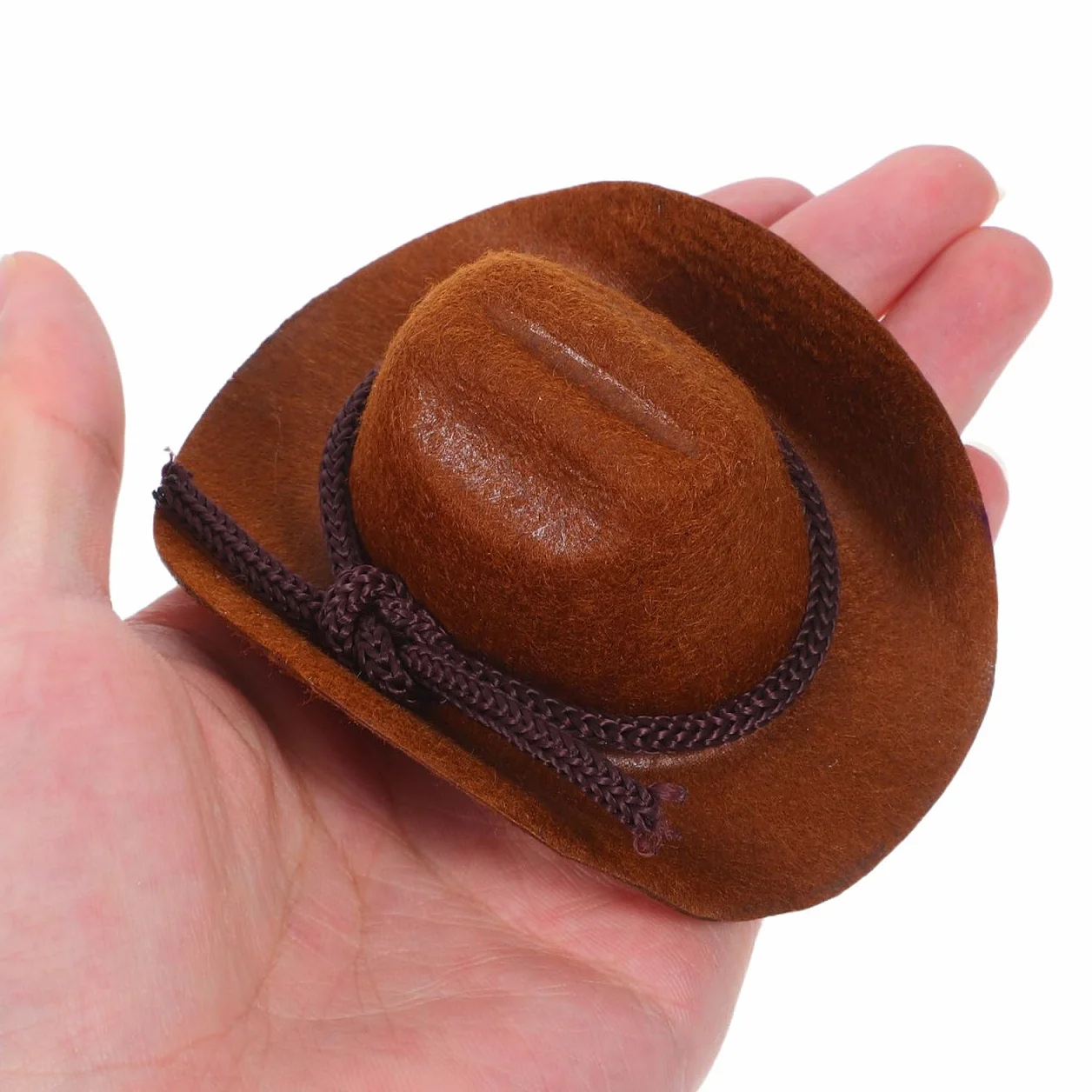 FRCOLOR Set di 4 mini cappelli da cowboy per lavori di bricolage, graziosi cappelli in miniatura per bambole, accessori per la casa delle bambole e feste a tema occidentale e floccati