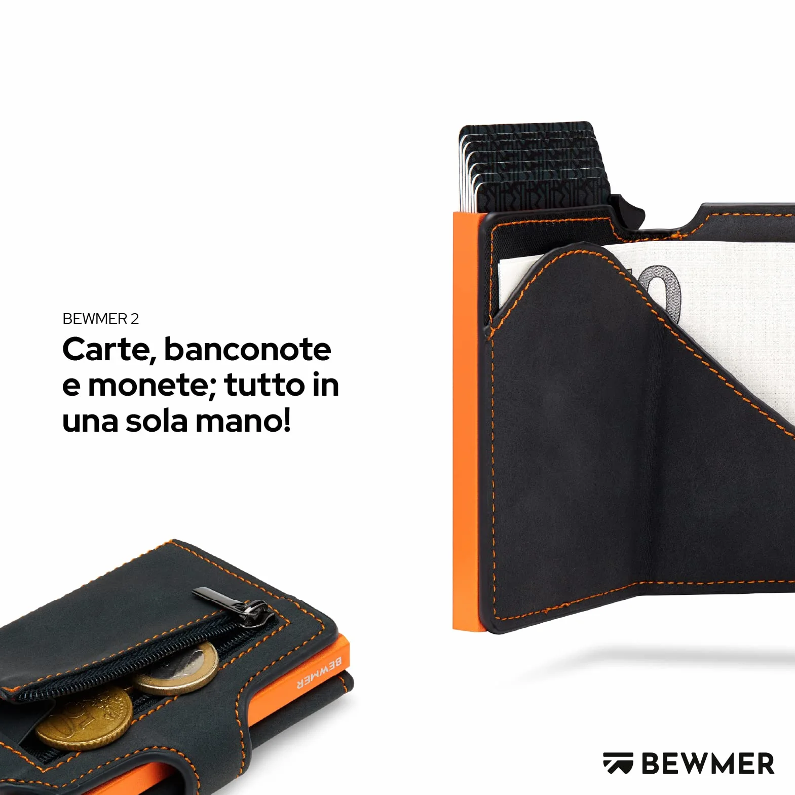 BEWMER v2 Portafoglio Uomo Slim In Similpelle Con Protezione RFID Anticlonazione Porta Carte Credito 9 Tessere Portamonete
