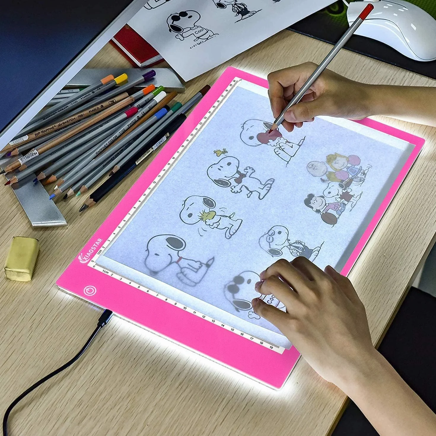 XIAOSTAR A4 LED Light Box Super Sottile Tavolo Tracciante con Cavo Type-C Luminosità Regolabile Rosso