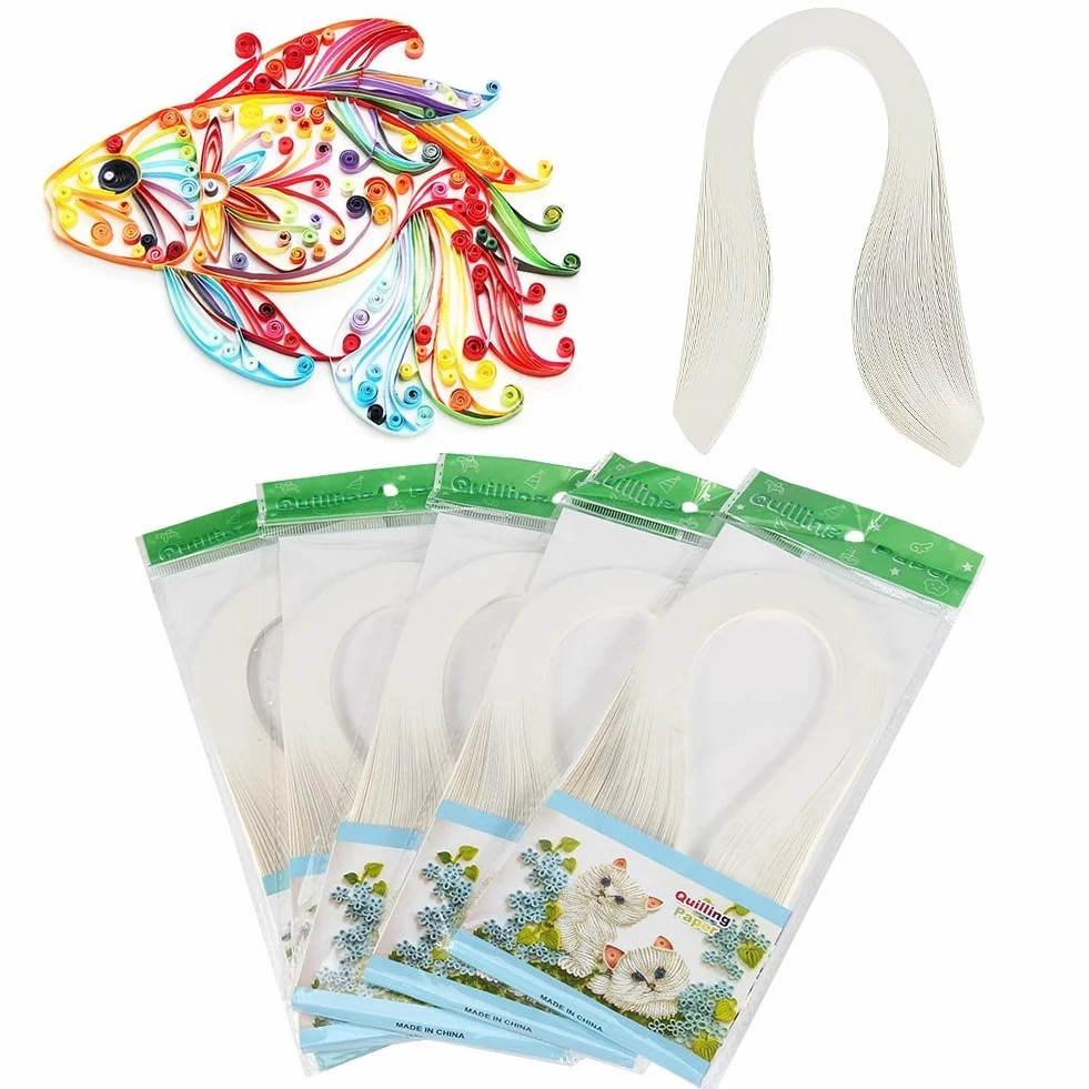 Walfront 600 Strisce Carta Quilling 3mm Fai da Te Colore Puro per Decorazione Mestiere (Bianco)