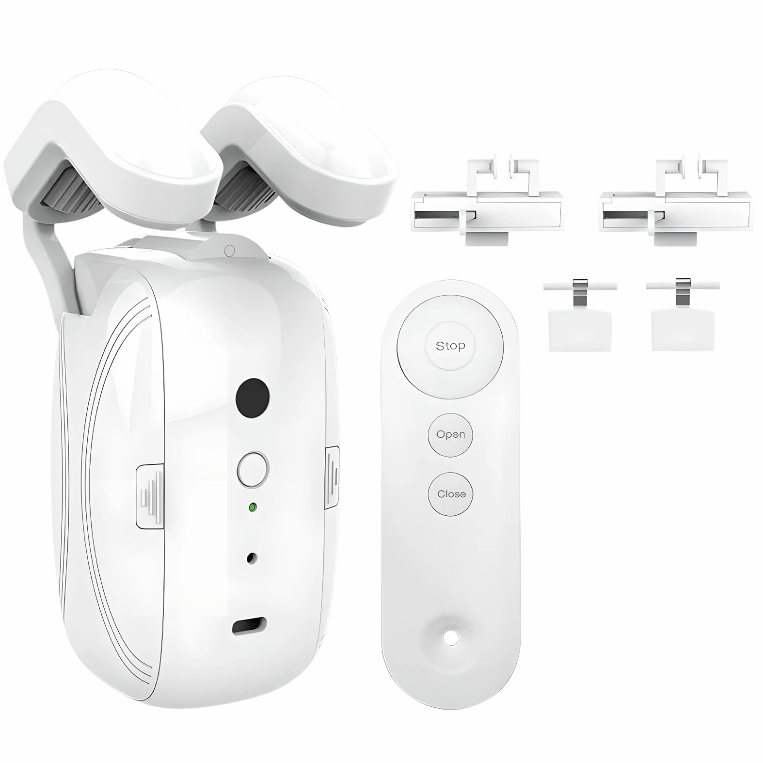 Apritende intelligente 3 in 1, Apritende elettrico con telecomando Bluetooth, Facile da installare/Avvio con un clic/Batteria da 4000 mAh, per asta romana/binario a T/binario per tende a U 2PCS