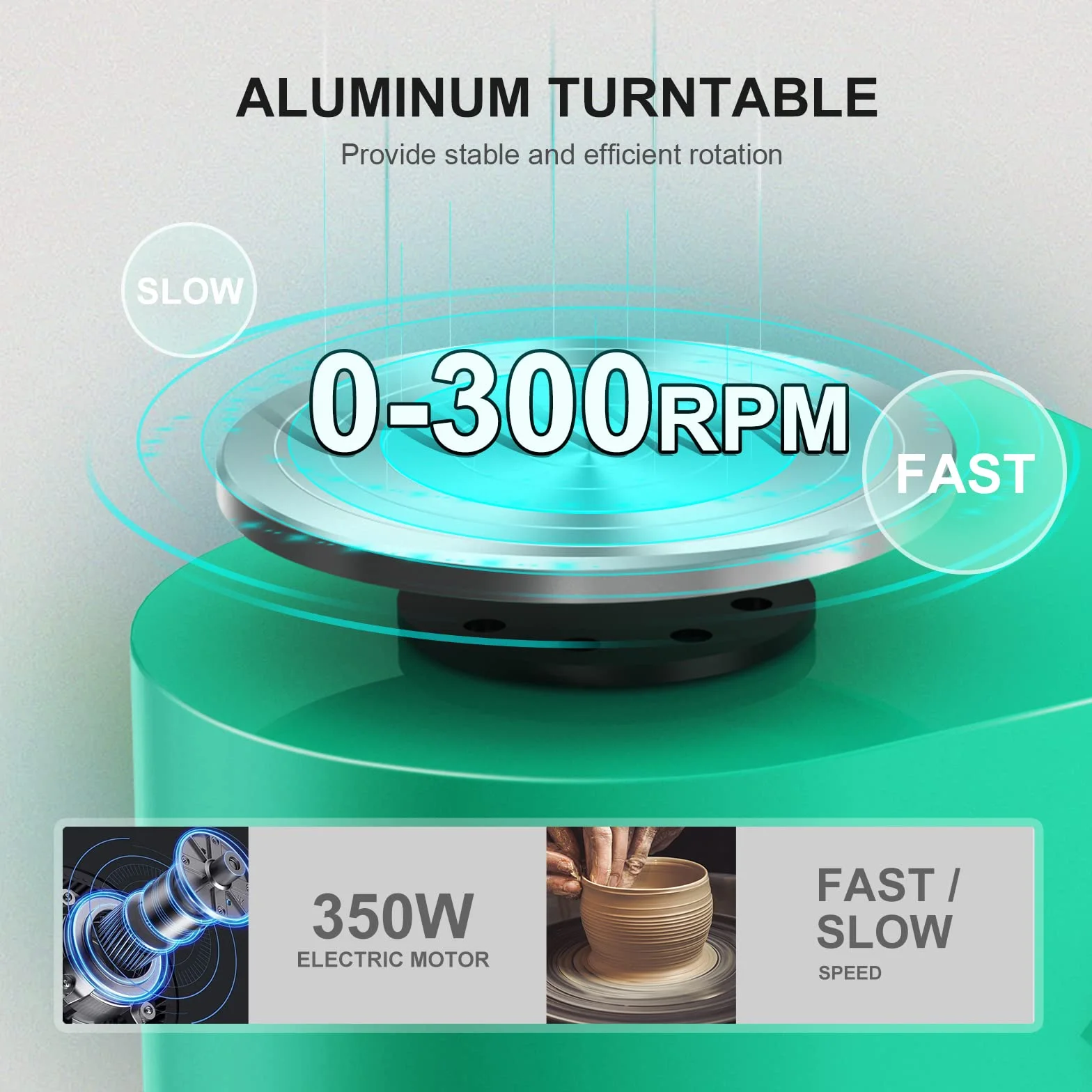Tornio per Ceramica Elettrico, 350W 25CM Tornio per Argilla Macchina con Bacino ABS Rimovibile, Pedale e Strumenti di Modellazione, Ruota di Ceramica che Forma Macchina Adatta