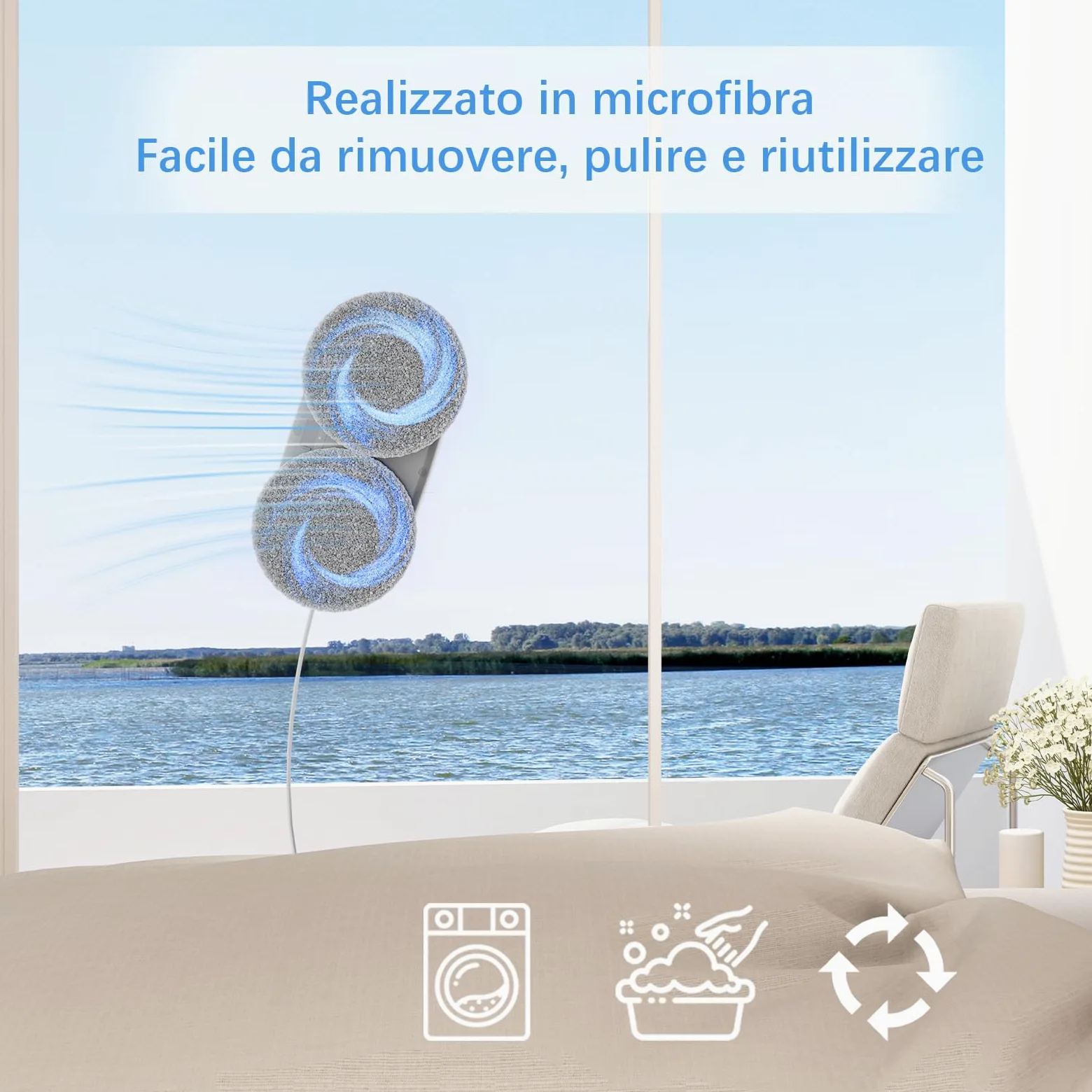 Tosima W2 robot lavavetri,per la pulizia delle finestre con 3800Pa forte aspirazione, triplo sistema di sicurezza,robot per la pulizia delle finestre remoto con 12 pc stracci