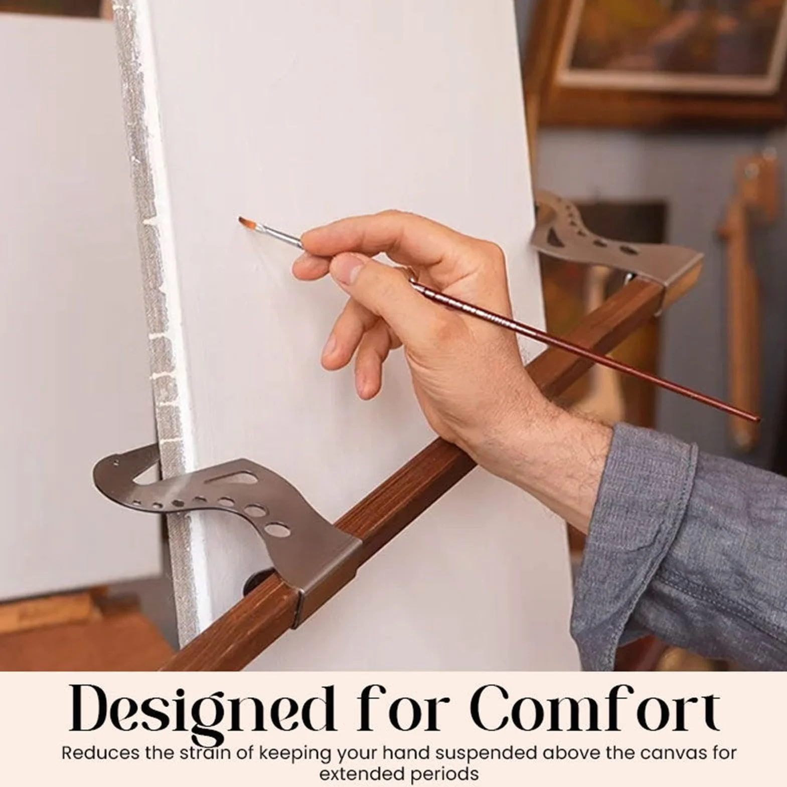 Ponte di Supporto per Cavalletto da Mani Artisti, Barra di Appoggio Regolabile in Metallo per Pittura e Disegno