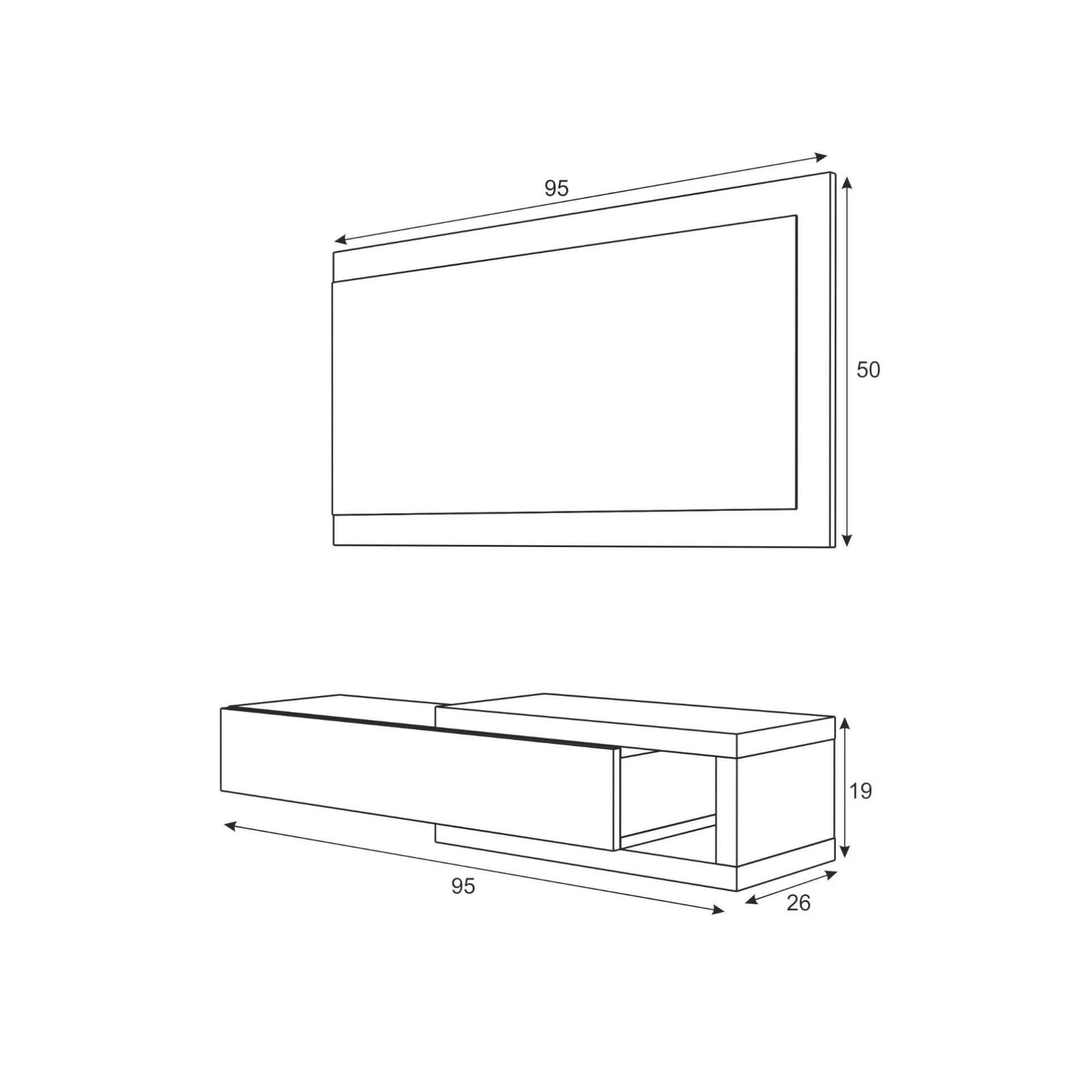 Dmora - Mobile da ingresso Mcallen, Entratina reversibile con specchio, Mobile per atrio con cassetto, Svuotatasche per appartamenti, 95x26h69 cm, Bianco e Rovere
