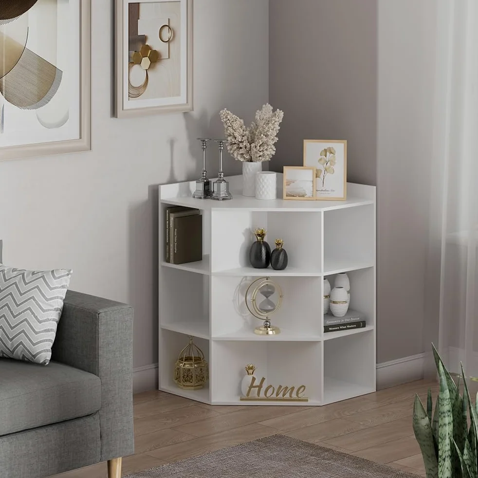 Vicco Scaffale angolare Elina, Bianco, 60 x 80 cm, per conservare ed esporre libri o oggetti decorativi