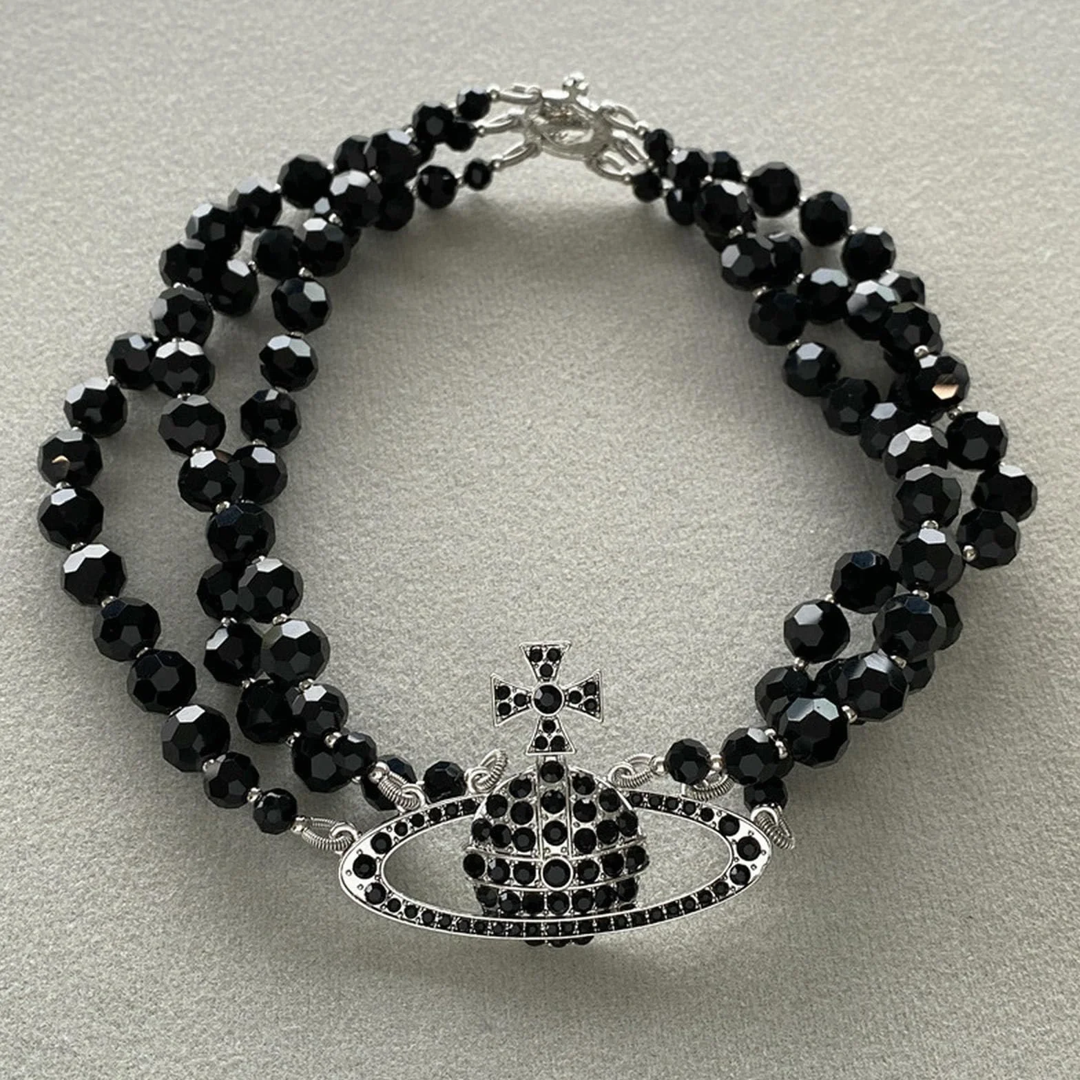 Collana di perle nere di Saturno temperamento, collana di perline nere con personalità creativa - Collana di perline nere