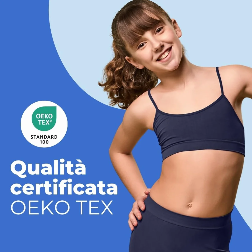 FOCENZA Set 3 Pezzi Top Bambina Spalline Sottili Morbida Microfibra Ginnastica Danza Sport