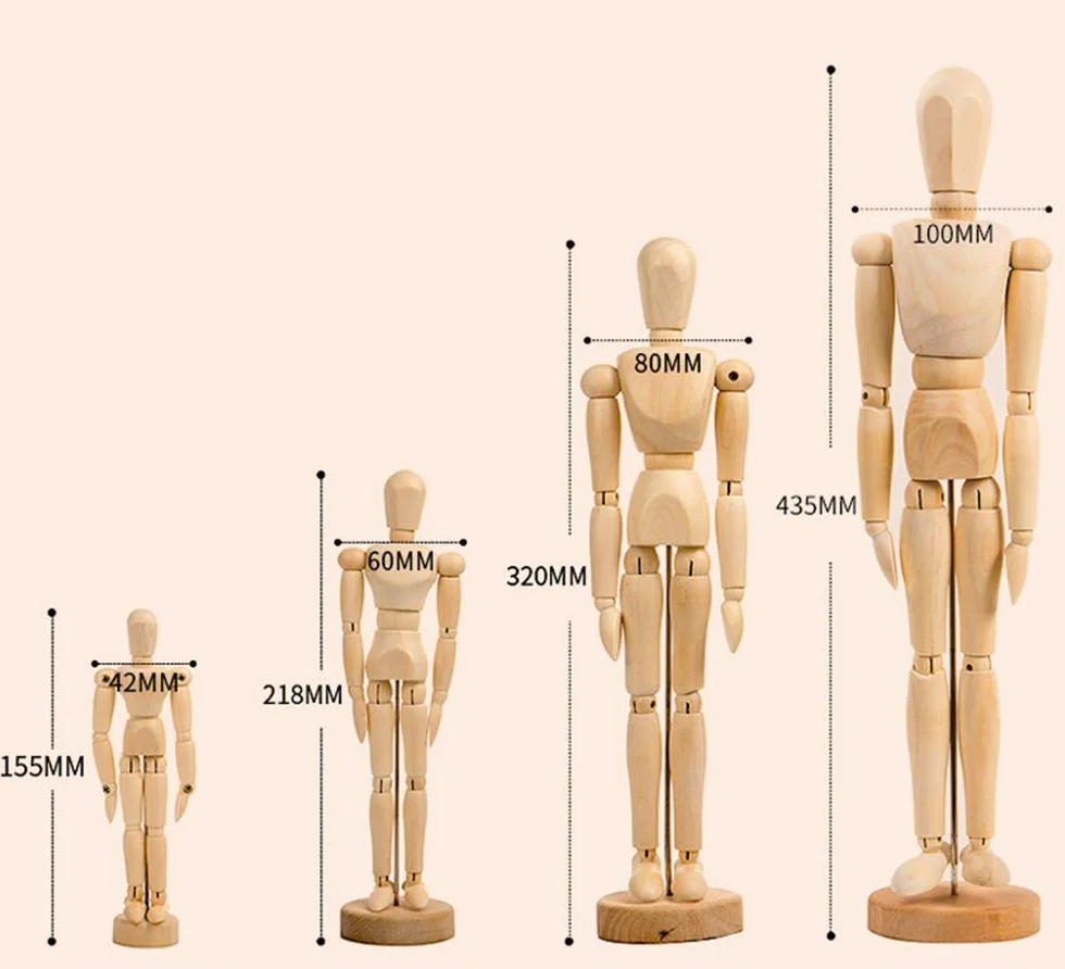Manichino per Disegno Modello di Legno 8 Pollici Manikin Articolato per Artisti