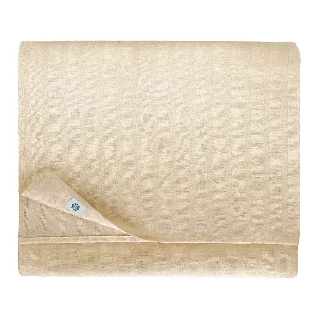 LINEN & COTTON Tovaglia da Tavola Elegante Jasmine - 48% Lino, 52% Cotone, Crema/Rosa Cipria (150 x 350 cm) Tovaglia Rettangolare Grande Lunga per Matrimonio Banchetto Compleanno Ristorante Albergo
