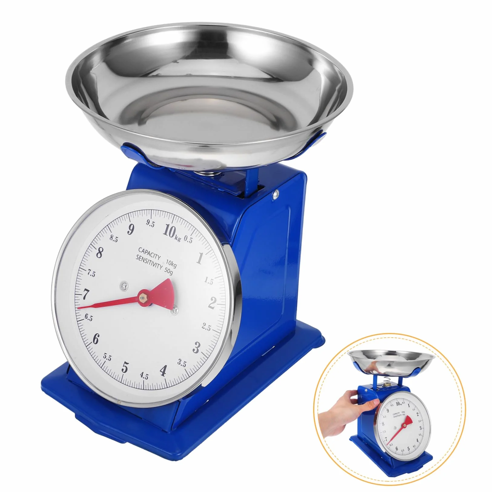 POPETPOP Bilancia Da Cucina Meccanica Per Alimenti: Bilancia Vintage in Acciaio Inossidabile Da 10 Kg Con Vassoio Staccabile Per La Cottura Al Forno E La Preparazione Dei Pasti, Display