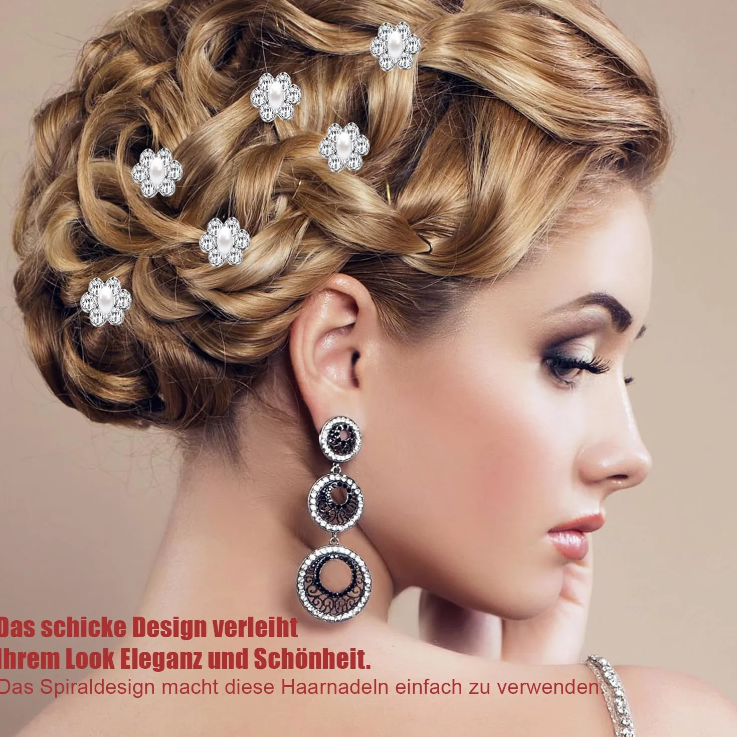 Forcine per capelli da sposa a spirale con strass perle diamante fiori 2 stili