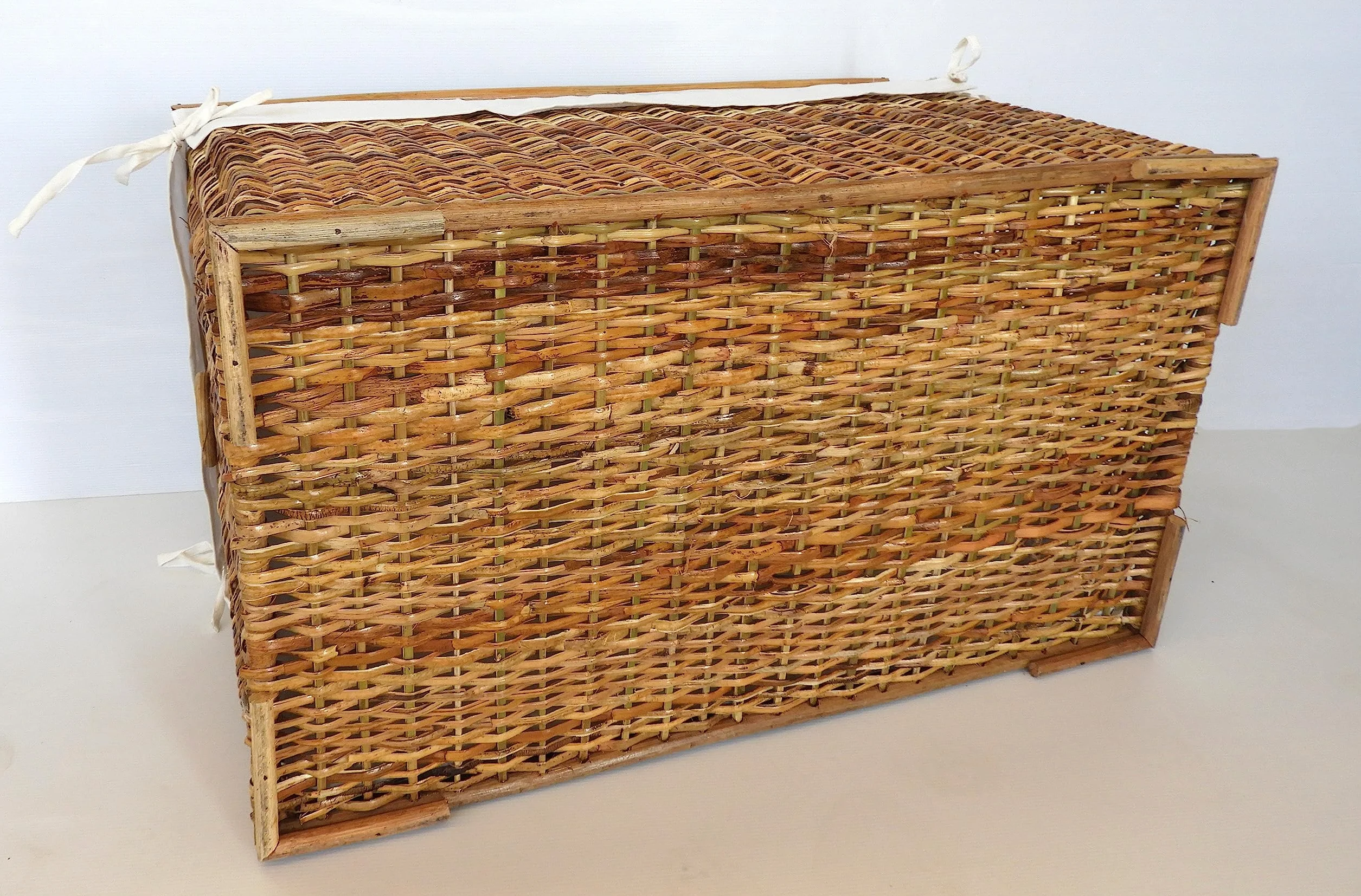 cesto vimini baule porta biancheria rattan portbiancheria fodera cotone cm 70x38x40 H