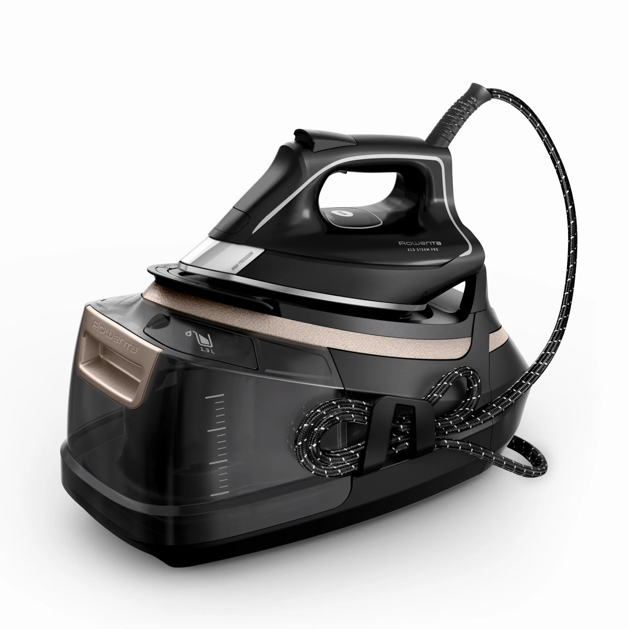 Rowenta Eco Steam Pro Ferro da Stiro a Vapore con Caldaia, Pressione Fino a 8 Bar, 2800W, 1.3 Litri, Colpo Vapore 580 g/min, Ferro da Stiro Modalità Eco, Sistema Anti-Calcare, DG9640