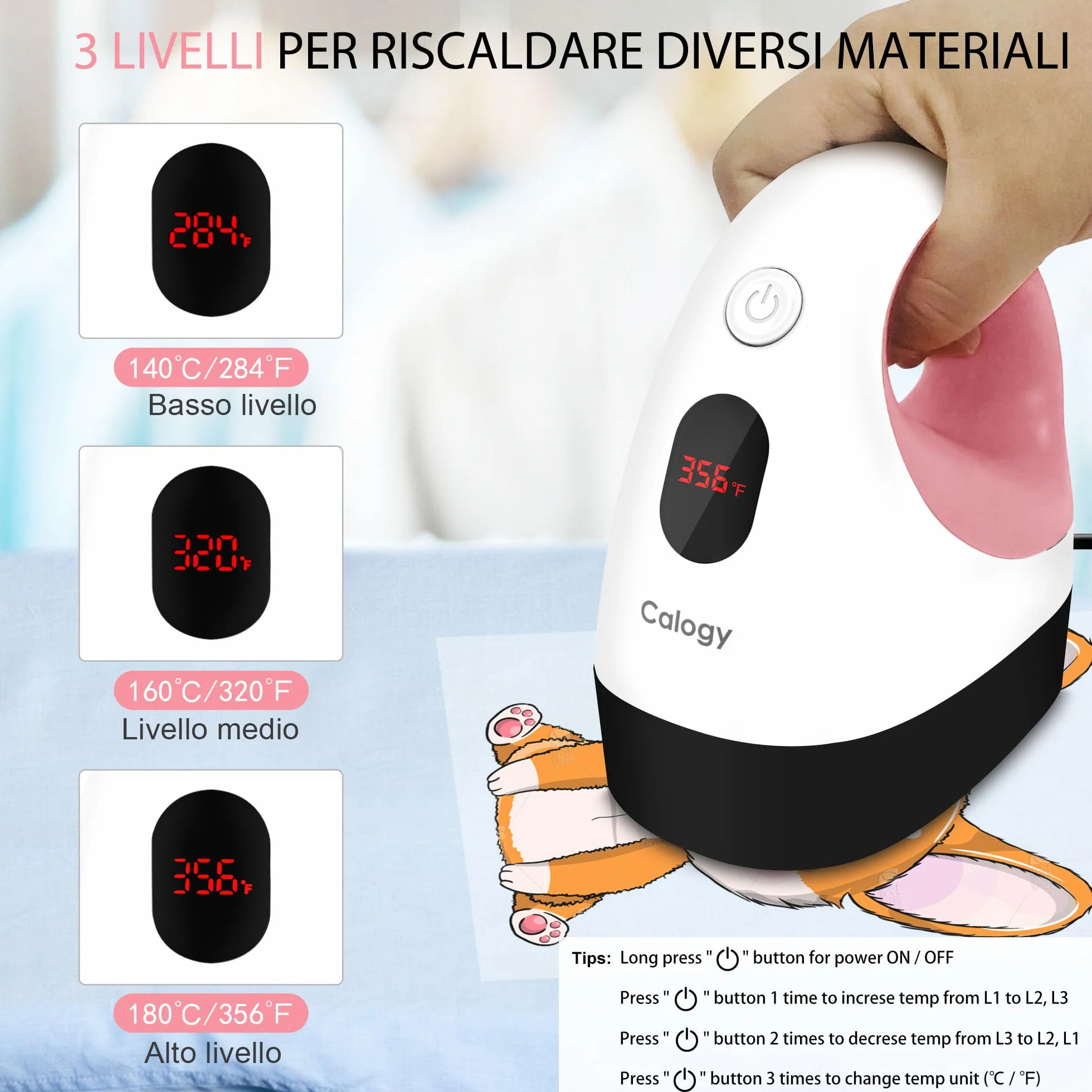 Calogy Pressa a Caldo Mini Termopressa per Magliette Controllo Costante Temperatura Macchina per Trasferimento Termico Base Sicurezza Isolata