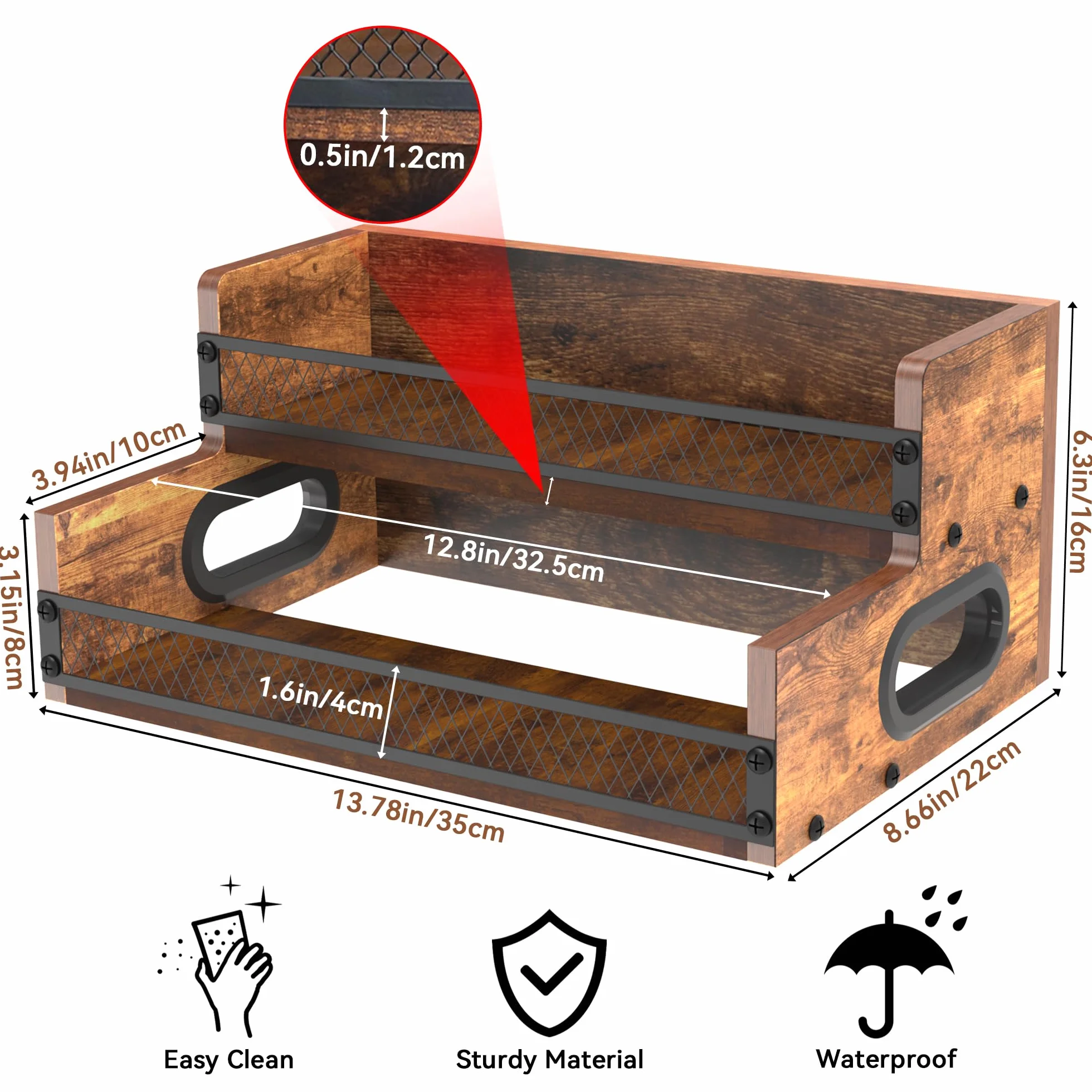 Espositore per bottiglie di liquori, scaffale per sciroppo di caffè, organizer a 2 ripiani per liquori e vino, mini scaffale per 8 bottiglie, per liquori e whisky, organizer per stazioni di caffè
